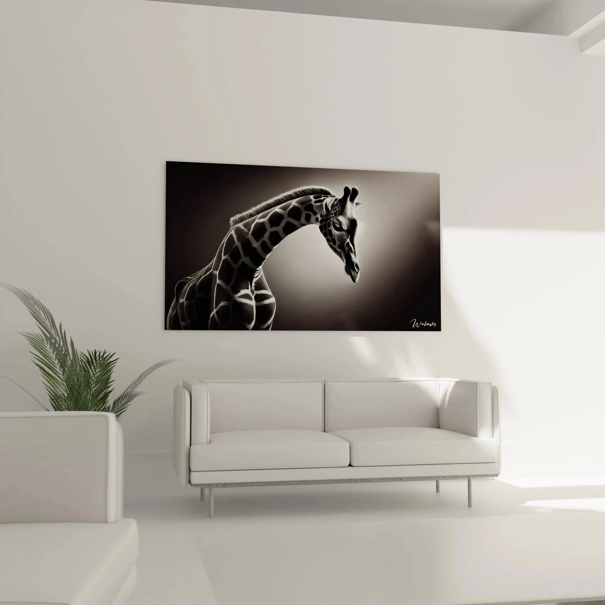 Detailaufnahme Giraffe Kunstdruck - schwarz-weiß Tierfotografie Wandbild