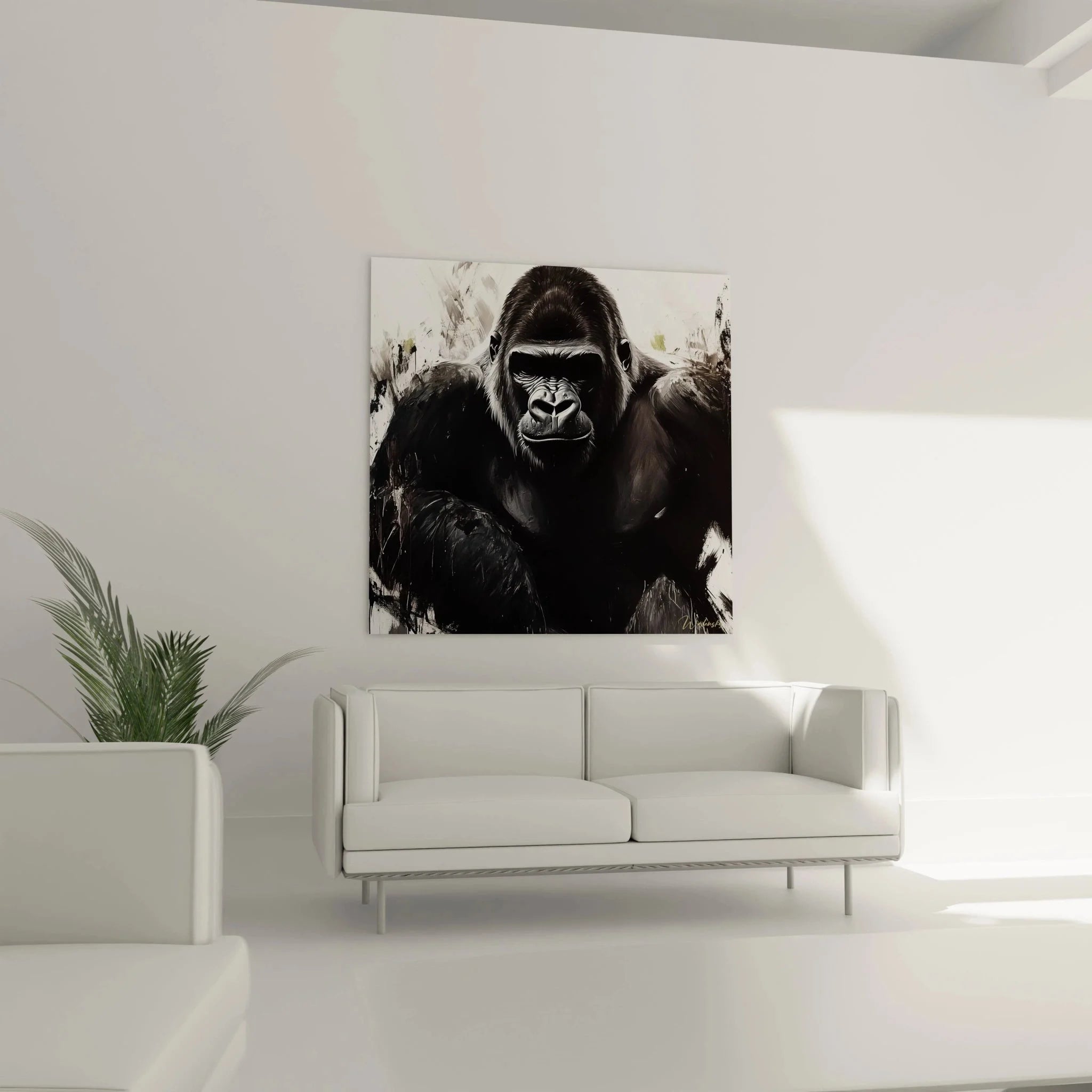 Nahaufnahme Gorilla Leinwandbild - Detailreiche Darstellung des Silberrücken Gesichts