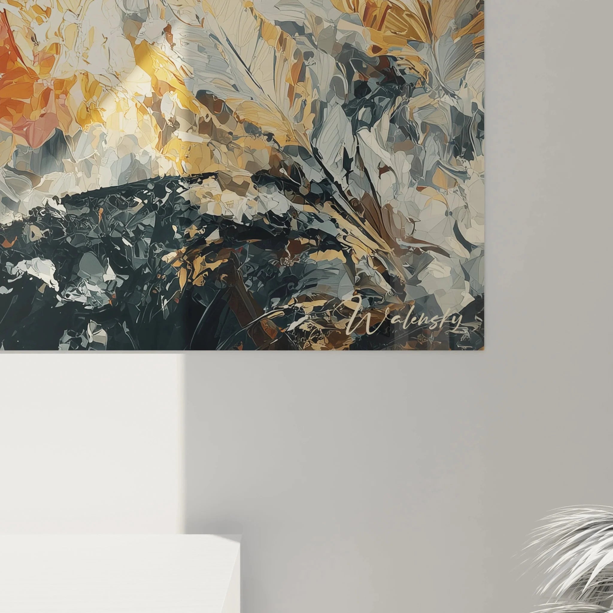 Gesamtansicht gotisches Wandbild XXL - mystische Frau mit Blumen als Wandkunst Edition Gotik