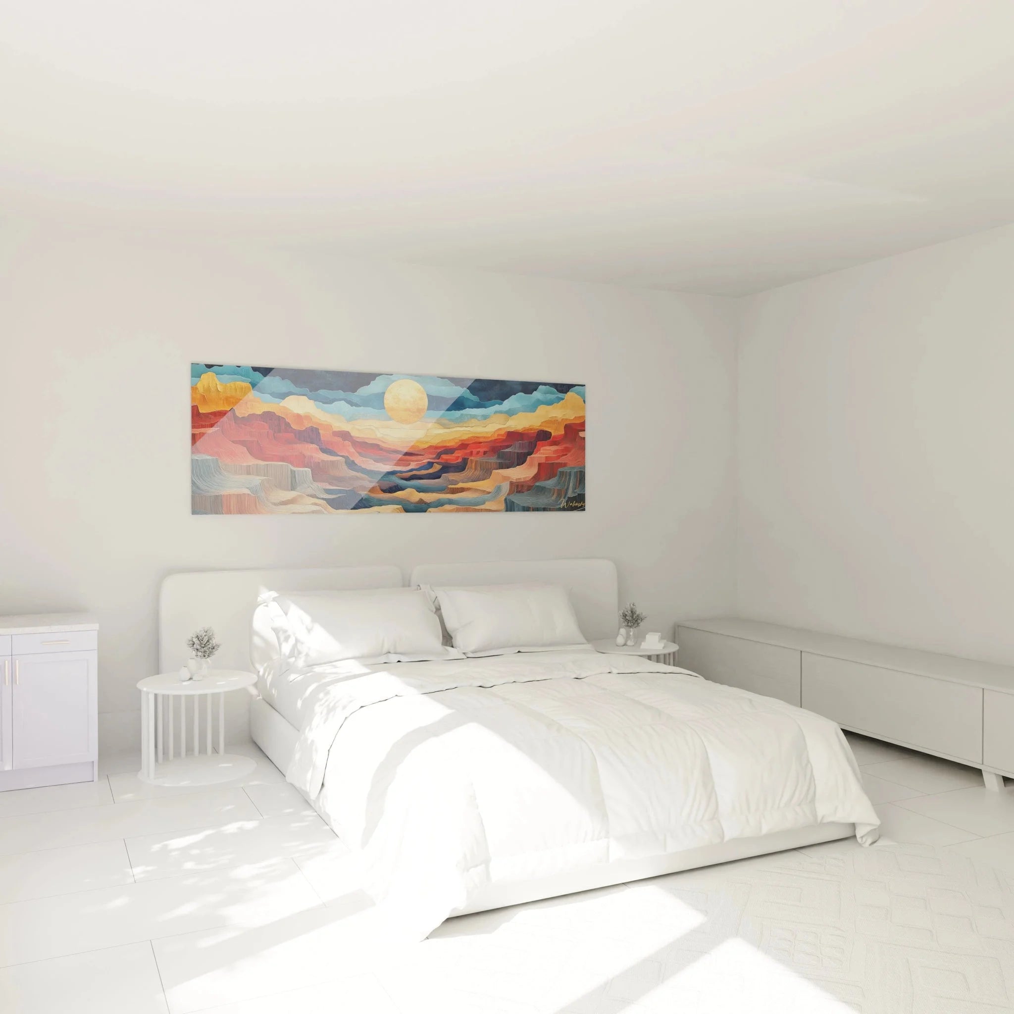 Grand Canyon Wandbild im Schlafzimmer mit warmen Sonnenuntergang Farbtönen als Wanddekoration