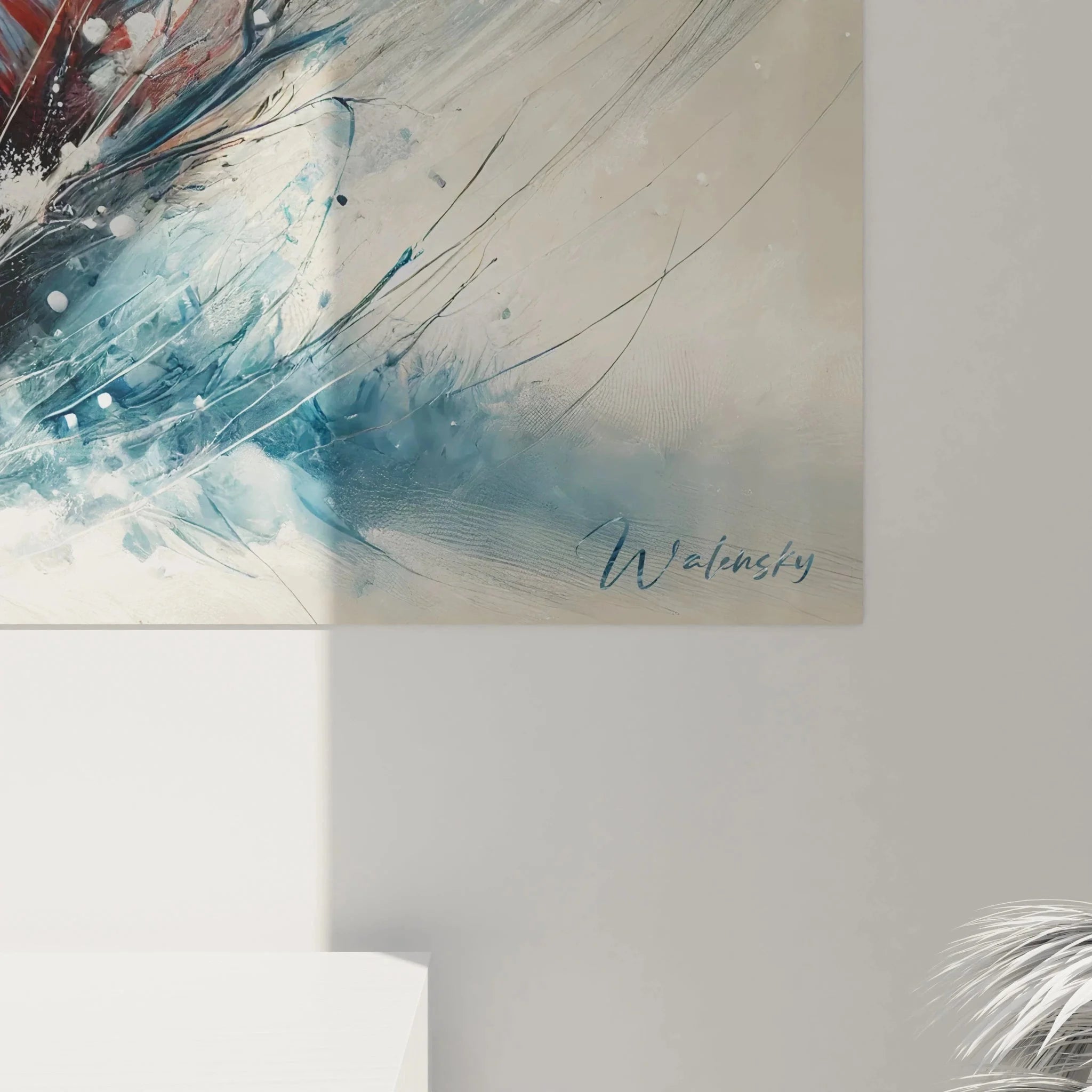 Gesamtansicht großformatiges Fuchs Wandbild XXL abstrakte Tierkunst für moderne Wandgestaltung