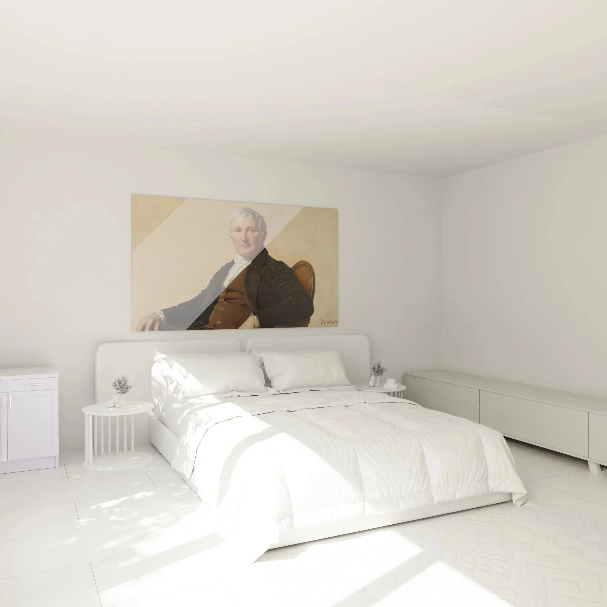 Herrenporträt Wandbild im Schlafzimmer - Klassische Wanddekoration mit elegantem Gentlemen Portrait