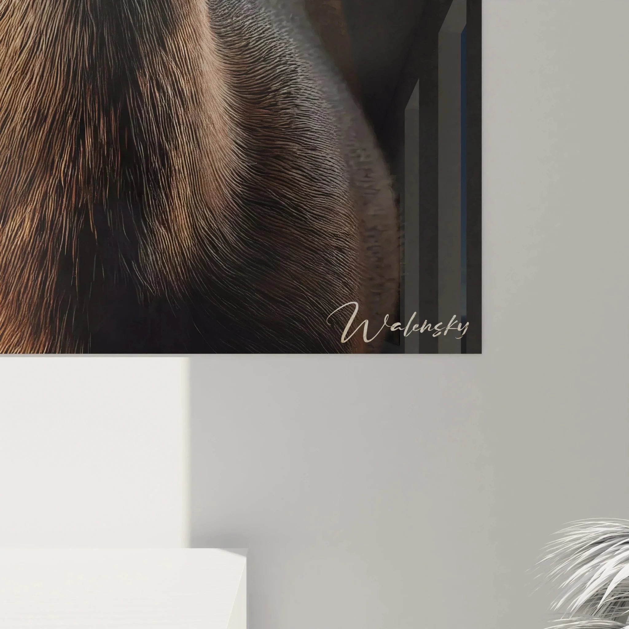 Hirschkuh Wanddekoration Gesamtansicht als modernes Tierfotografie Wandbild für Wohnräume