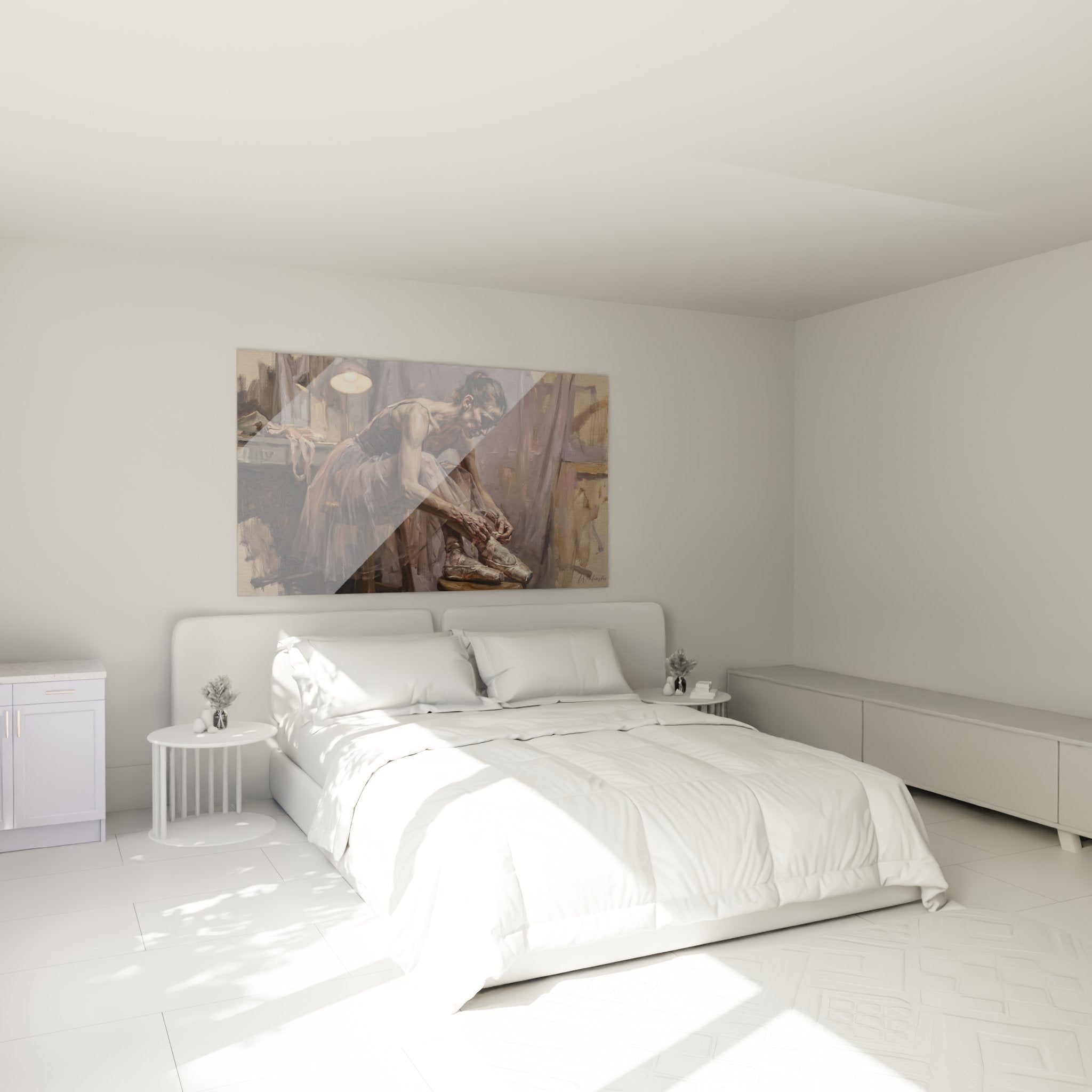 Ballerina Spitzenschuhe Wandbild in elegantem Schlafzimmer als stilvolle Tanz Dekoration