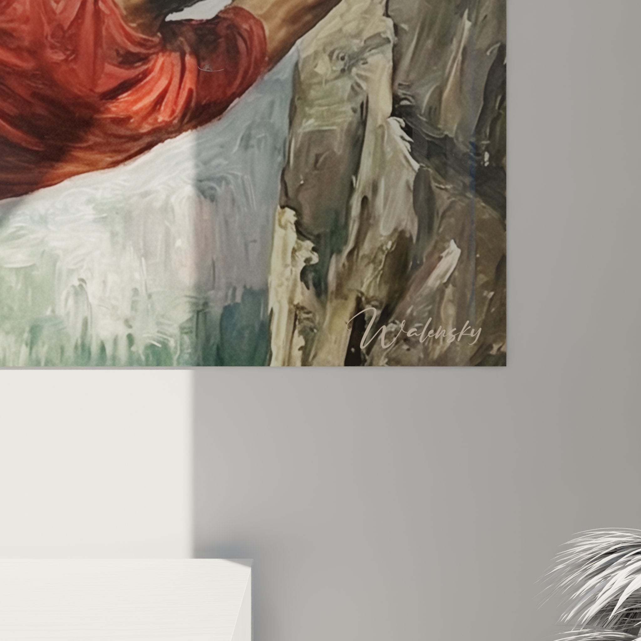 Gesamtansicht Klettern Wandbild - Freeclimber Felswand Motiv als moderne Wanddekoration