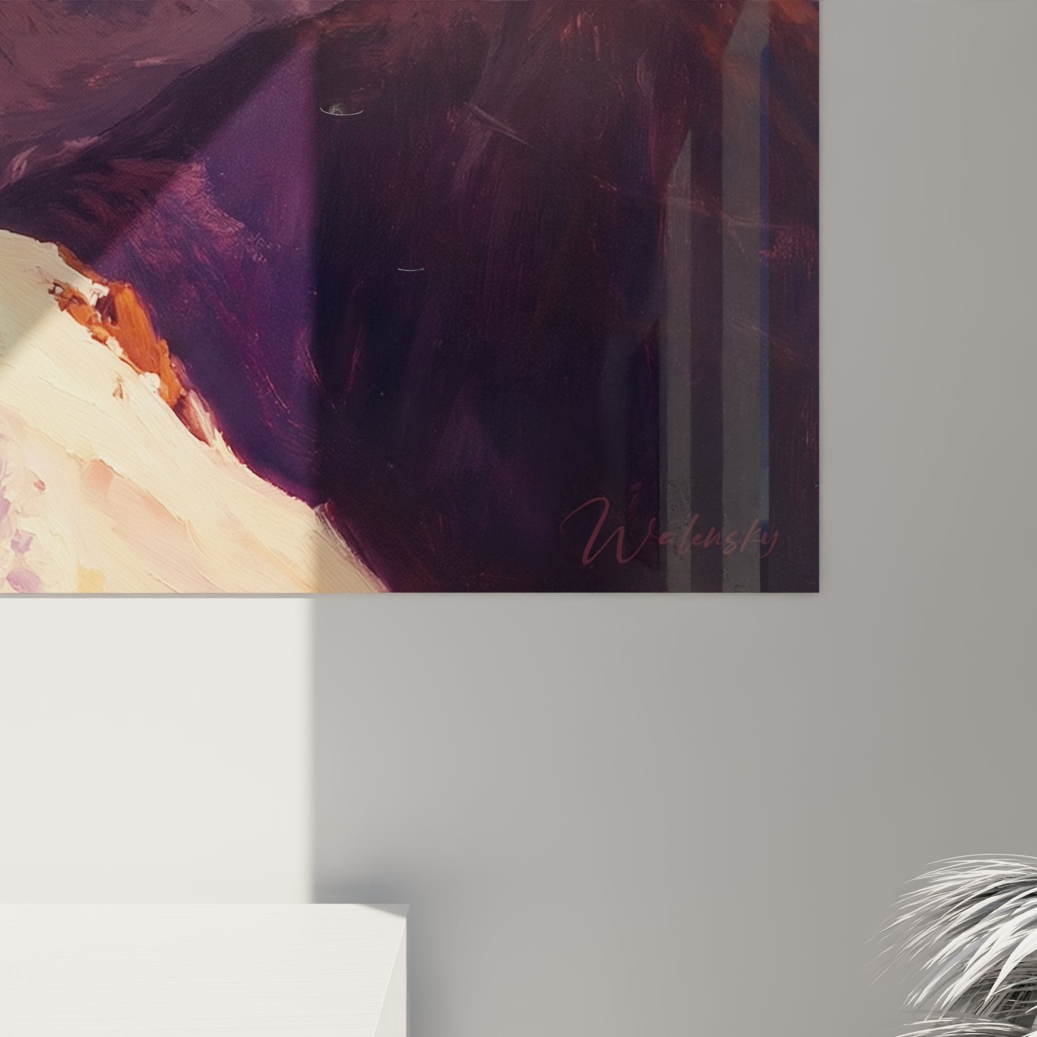 Gesamtansicht des Alpen-Wandbilds mit Bergsteiger bei Sonnenaufgang als stilvolle Wanddekoration