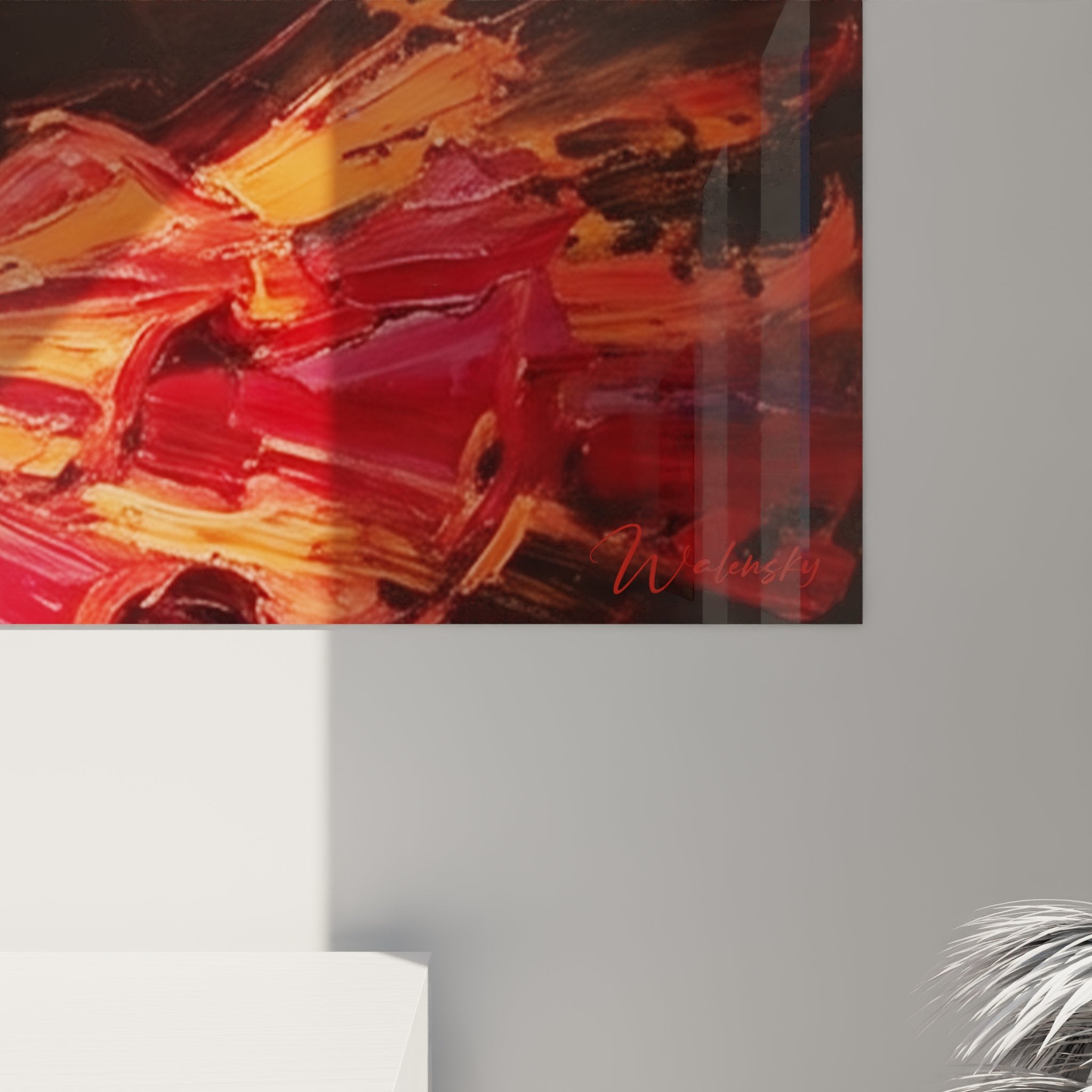 Gesamtansicht Wandbild Flamenco Tänzerin mit rotem Kleid in dynamischer Tanzpose