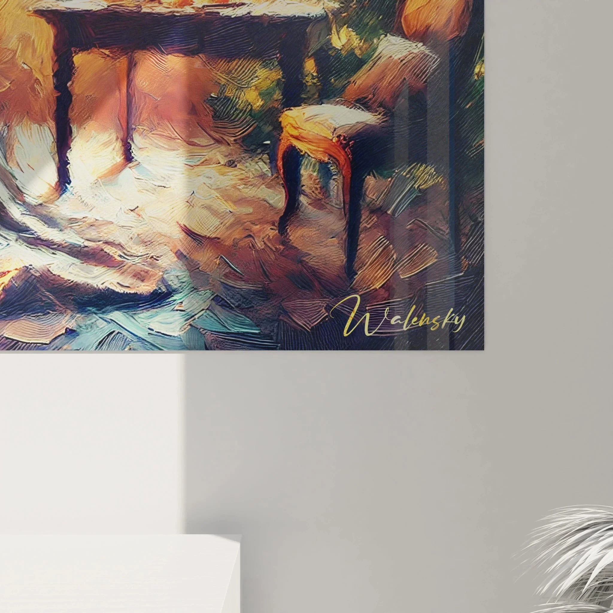 Wandbild Kamin Romantik Gesamtansicht - Liebespaar in gemütlichem Wohnzimmer