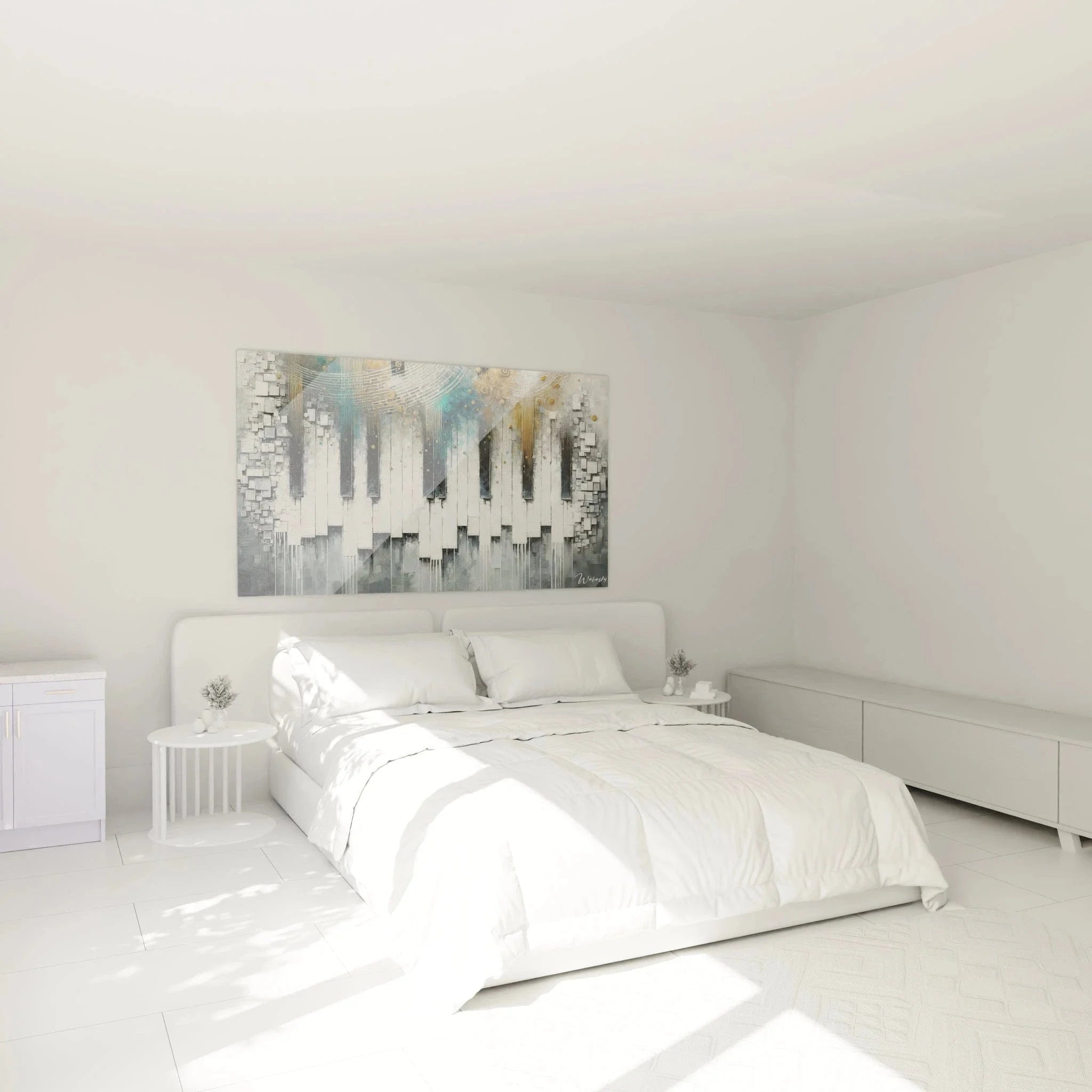 Modernes Klavier Wandbild im Schlafzimmer - abstrakte Musikkunst XXL Wanddekoration