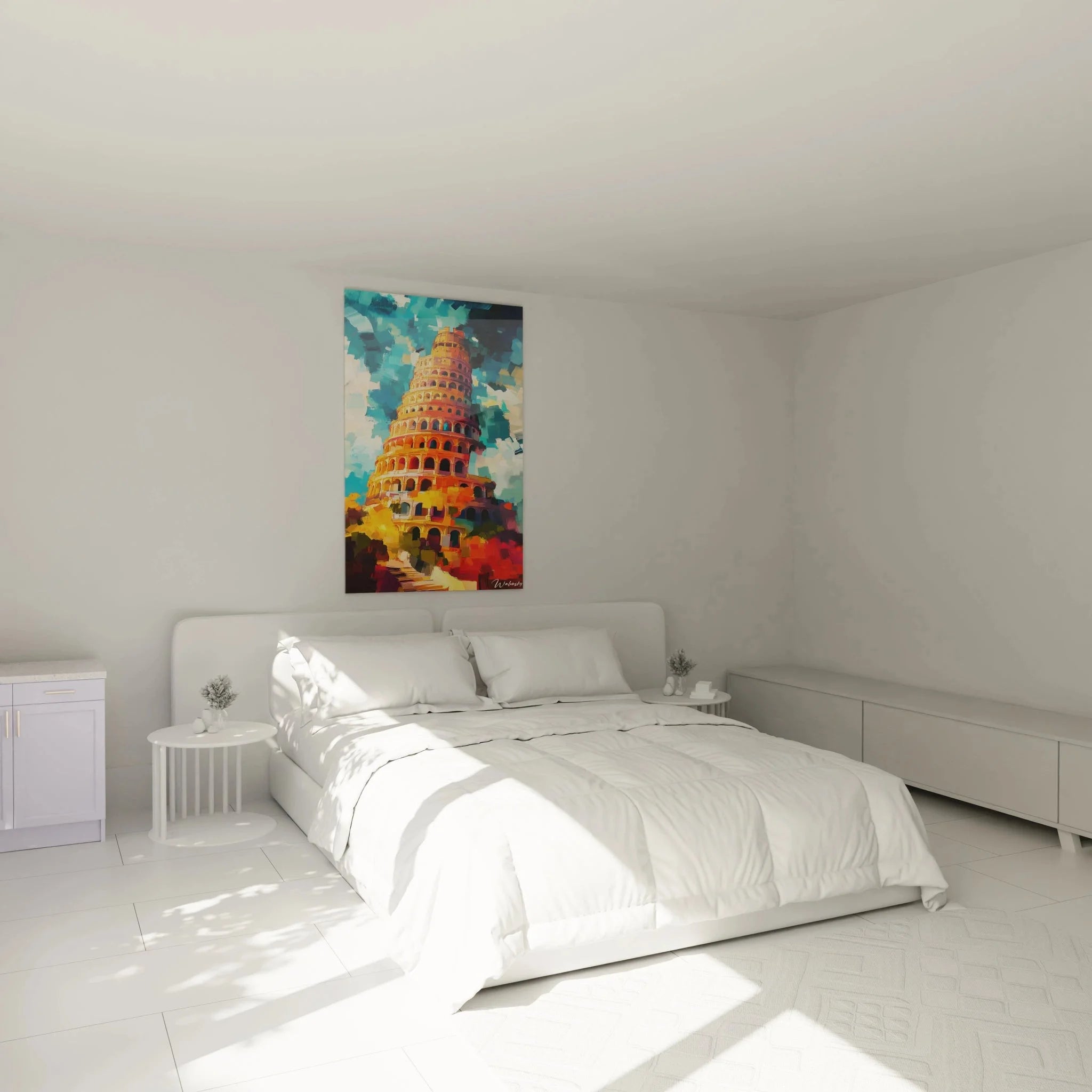 Kolosseum Wandbild in Schlafzimmer Ambiente - Moderne römische Architektur Dekoration