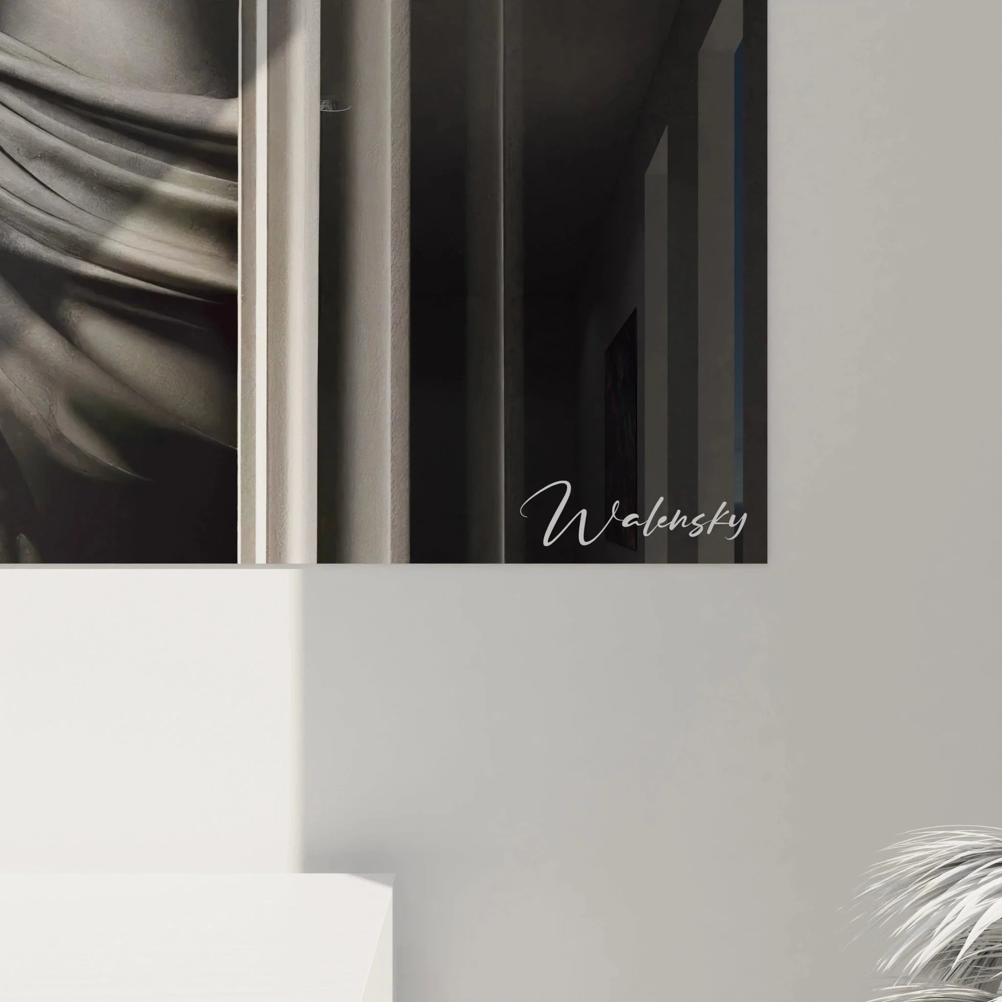 Wandbild antike Skulptur Komplettansicht - Monochrome Kunstfotografie für Wohnraumdekoration