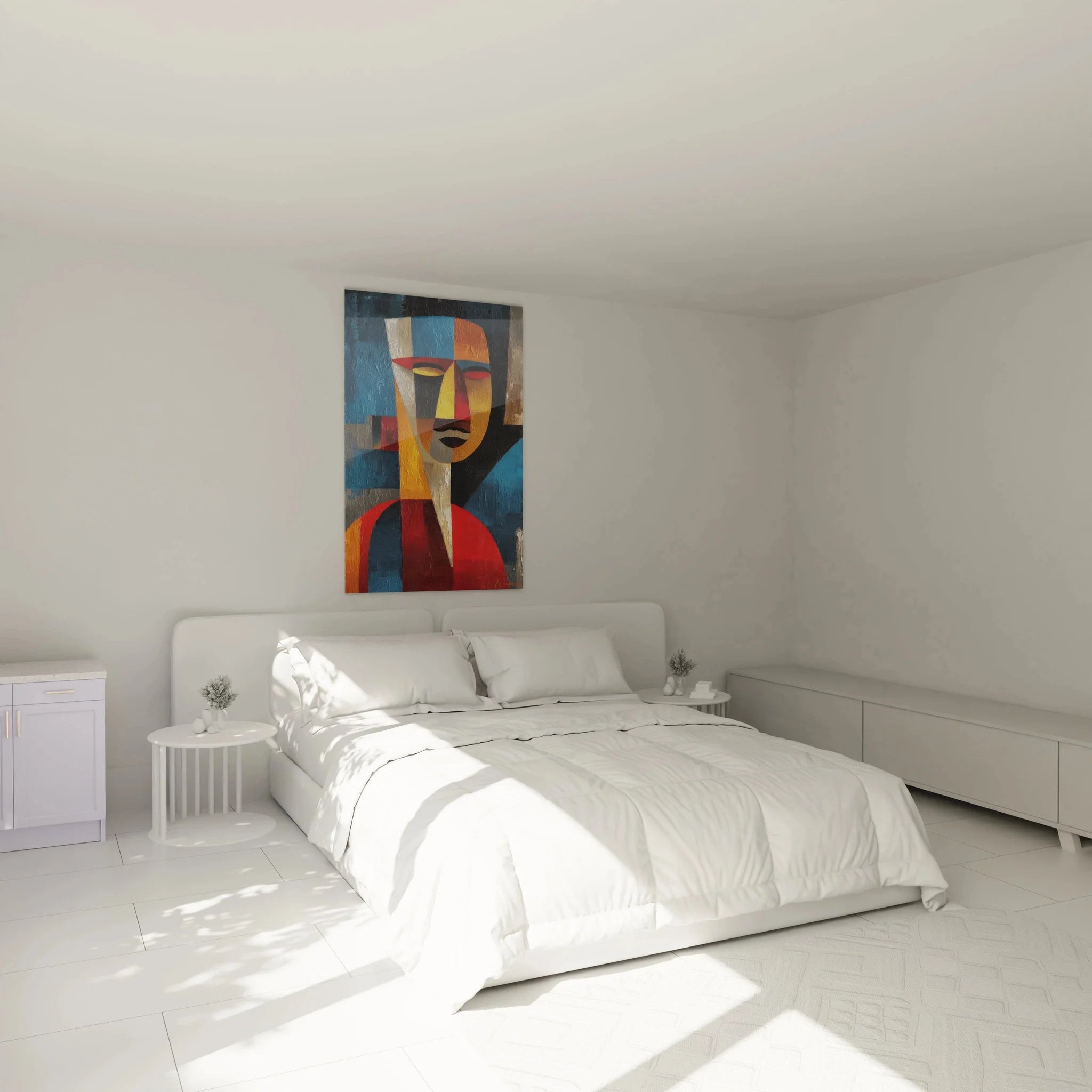 Kubistisches Wandbild afrikanische Maske als moderne Schlafzimmer Wanddekoration
