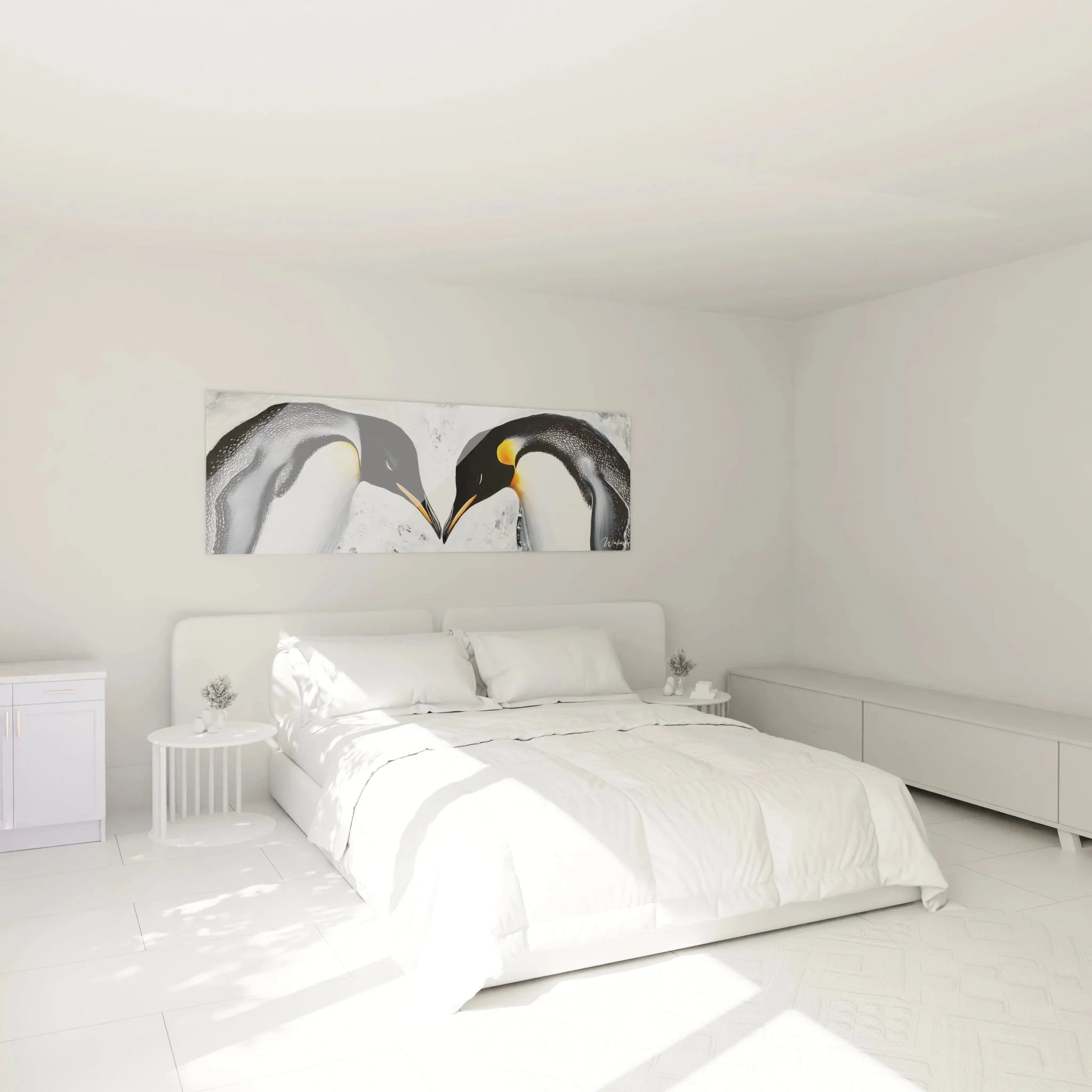 Pinguinpaar Leinwandbild im Schlafzimmer - Romantische Wanddekoration über dem Bett - Ozelot Collection