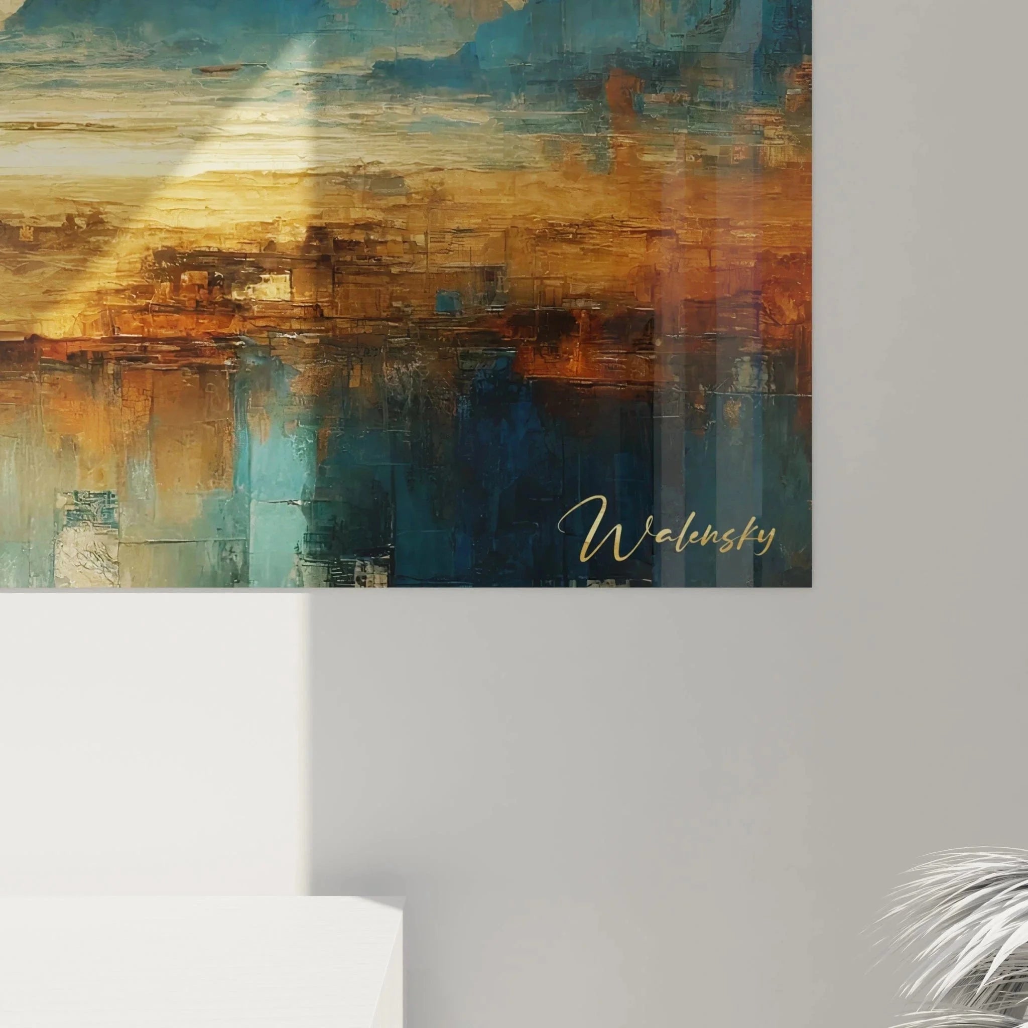 Gesamtansicht Leinwandbild Pyramiden in abstrakter Wüstenlandschaft Darstellung