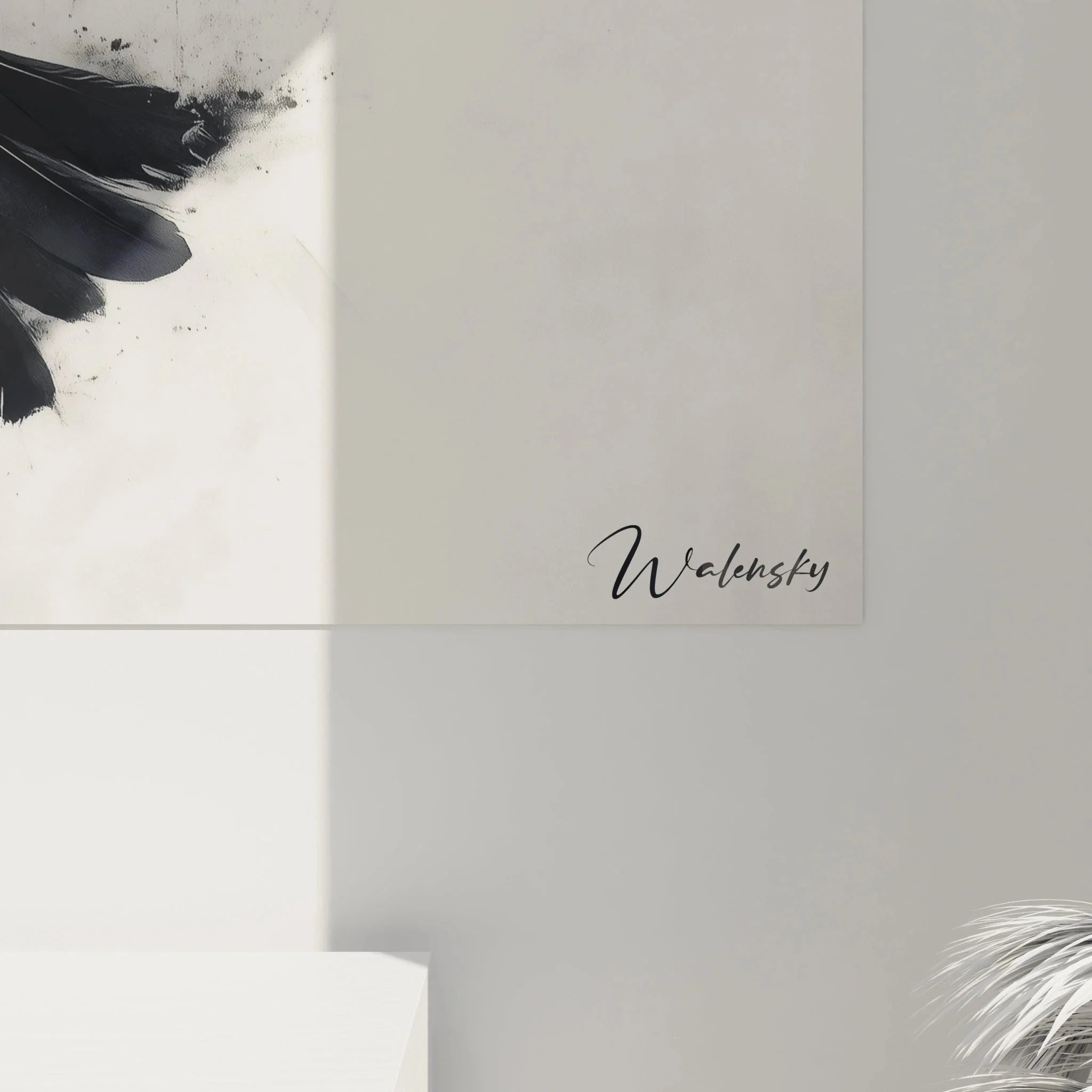 Gesamtansicht Leinwandbild Rabe im Flug als moderne Wandkunst für Wohnräume