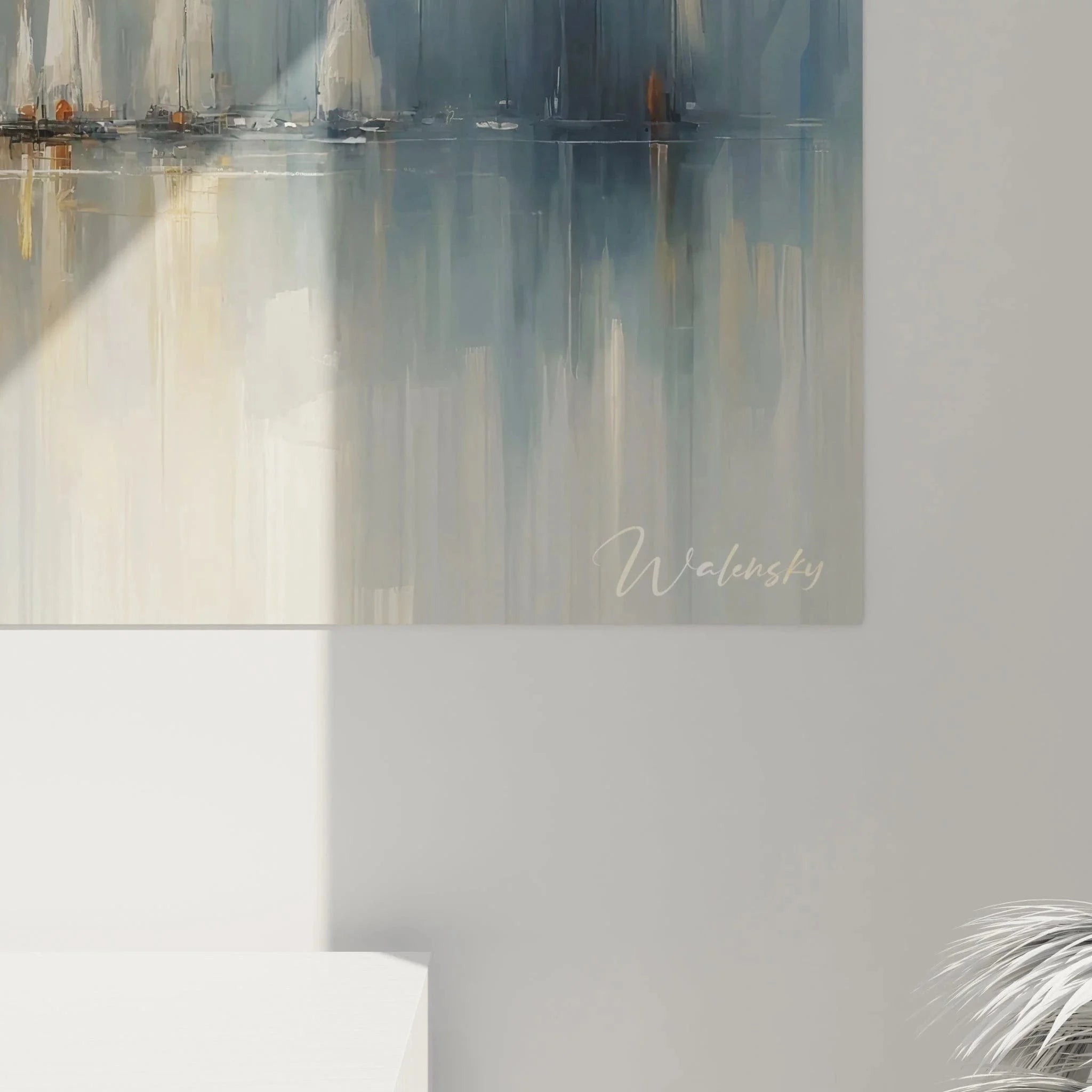 Gesamtansicht Maritime Wandbild Segelboote XXL - Komplette Leinwand Komposition mit mehreren Segelschiffen