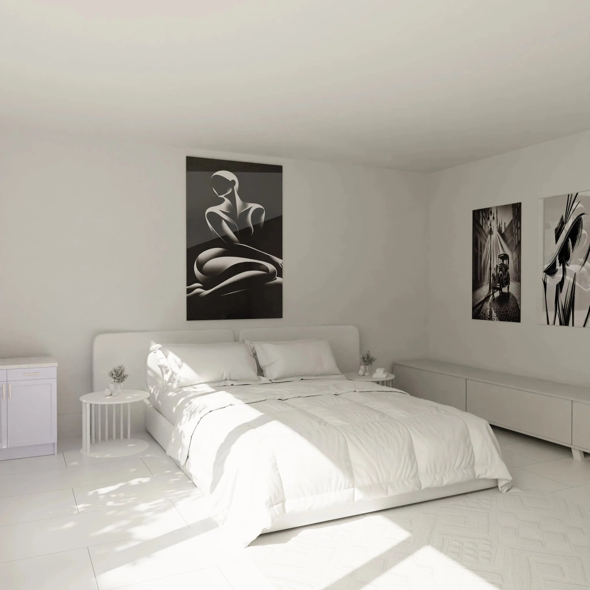 Meditation Wandbild XXL in Schlafzimmer Ambiente schwarz-weiß Dekoration