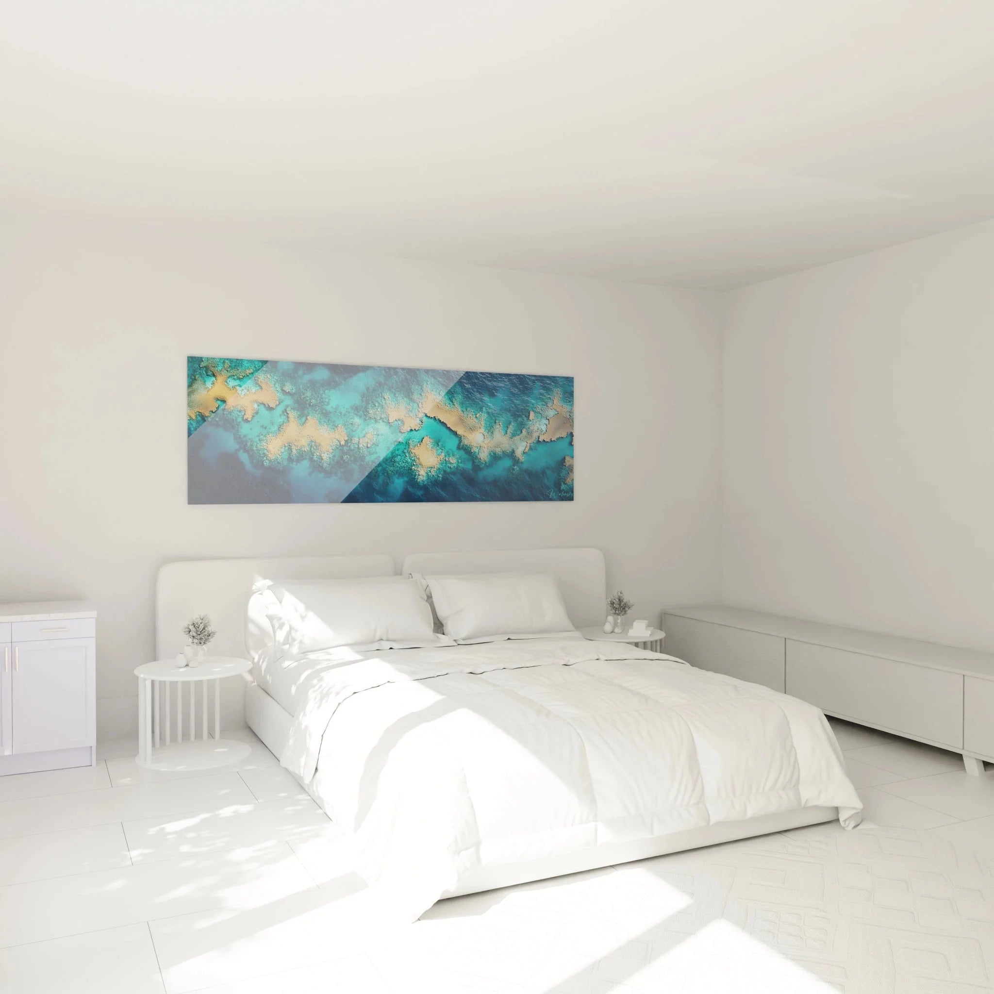 Türkises Meereslandschaft Wandbild im Schlafzimmer - Maritime Strand Dekoration Ambiente