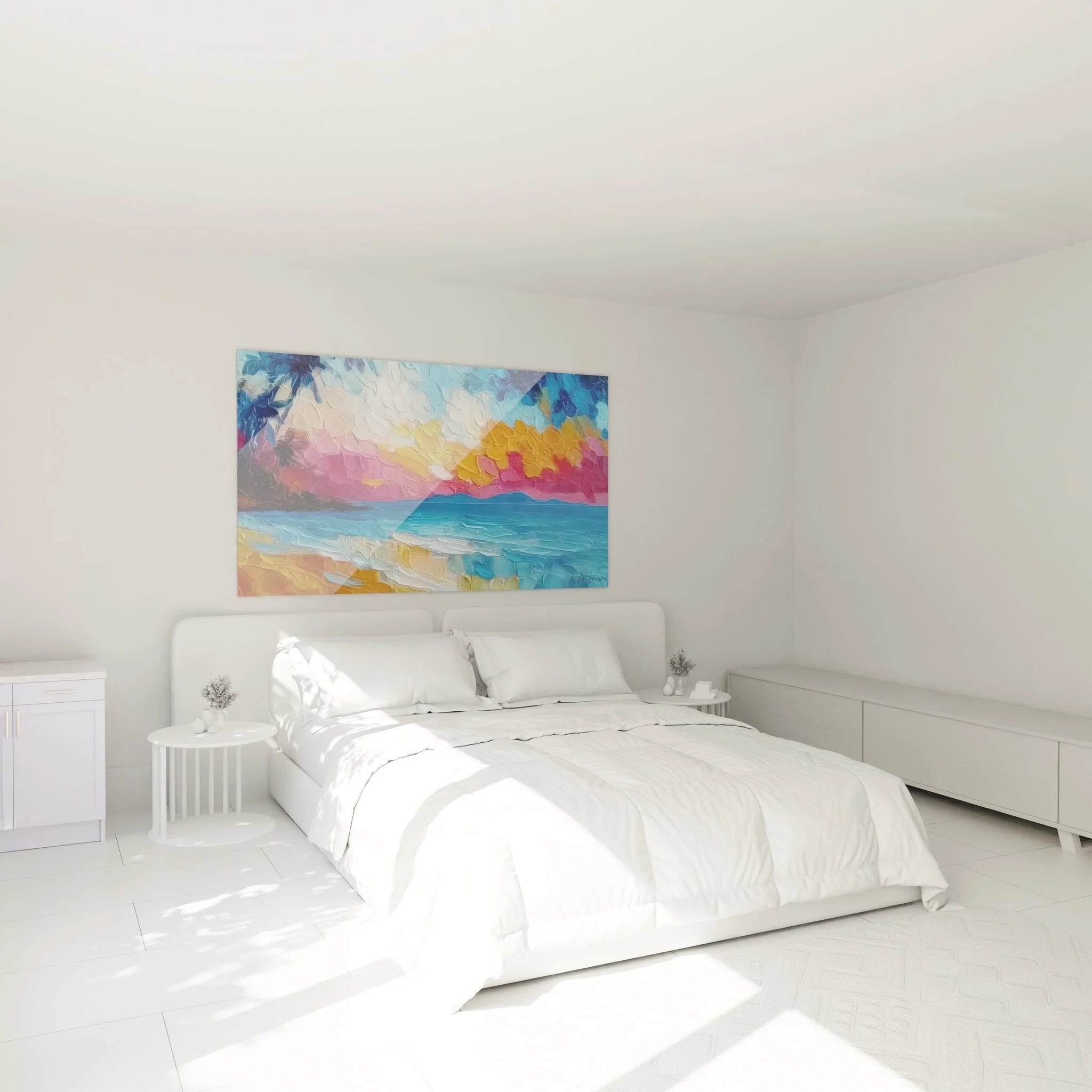 Meereszene Wandbild Schlafzimmer Dekoration dramatischer Himmel moderne Einrichtung Strand Art