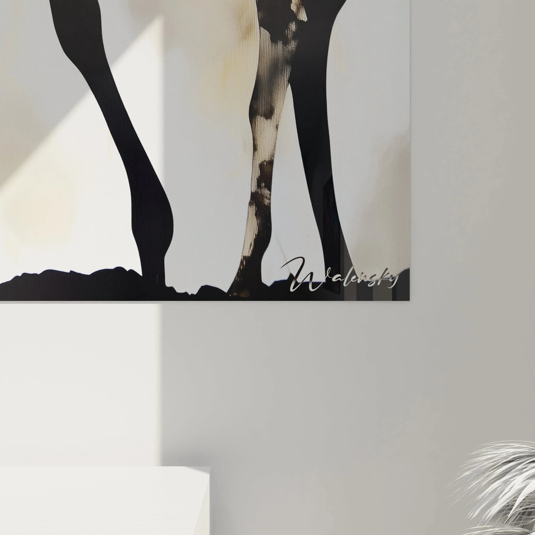 Komplettansicht modernes Giraffe Wandbild - stilvolle Wanddekoration für Wohnbereich