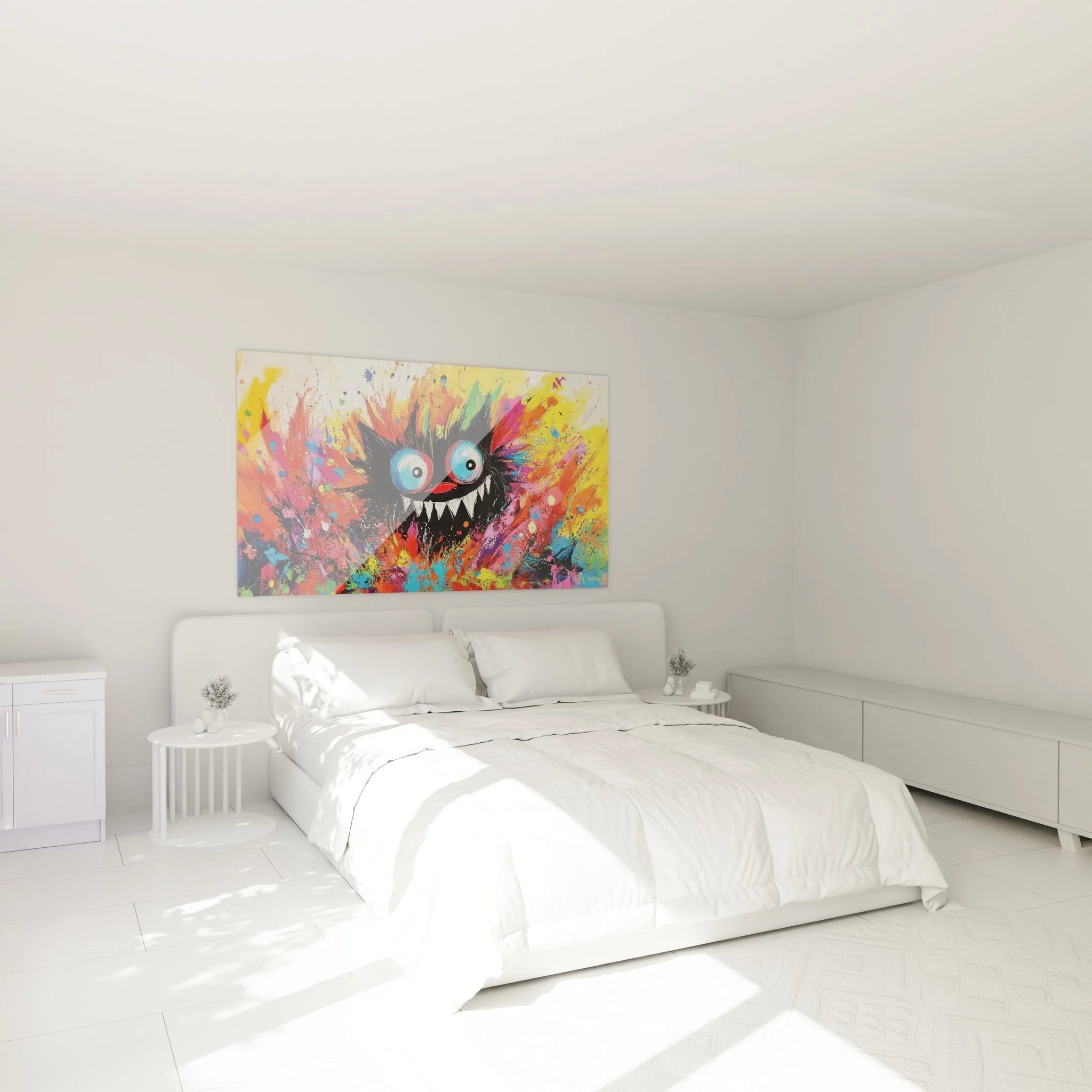 Monster Wandbild XXL Farbexplosion in modernem Schlafzimmer zeitgenössische Wanddekoration