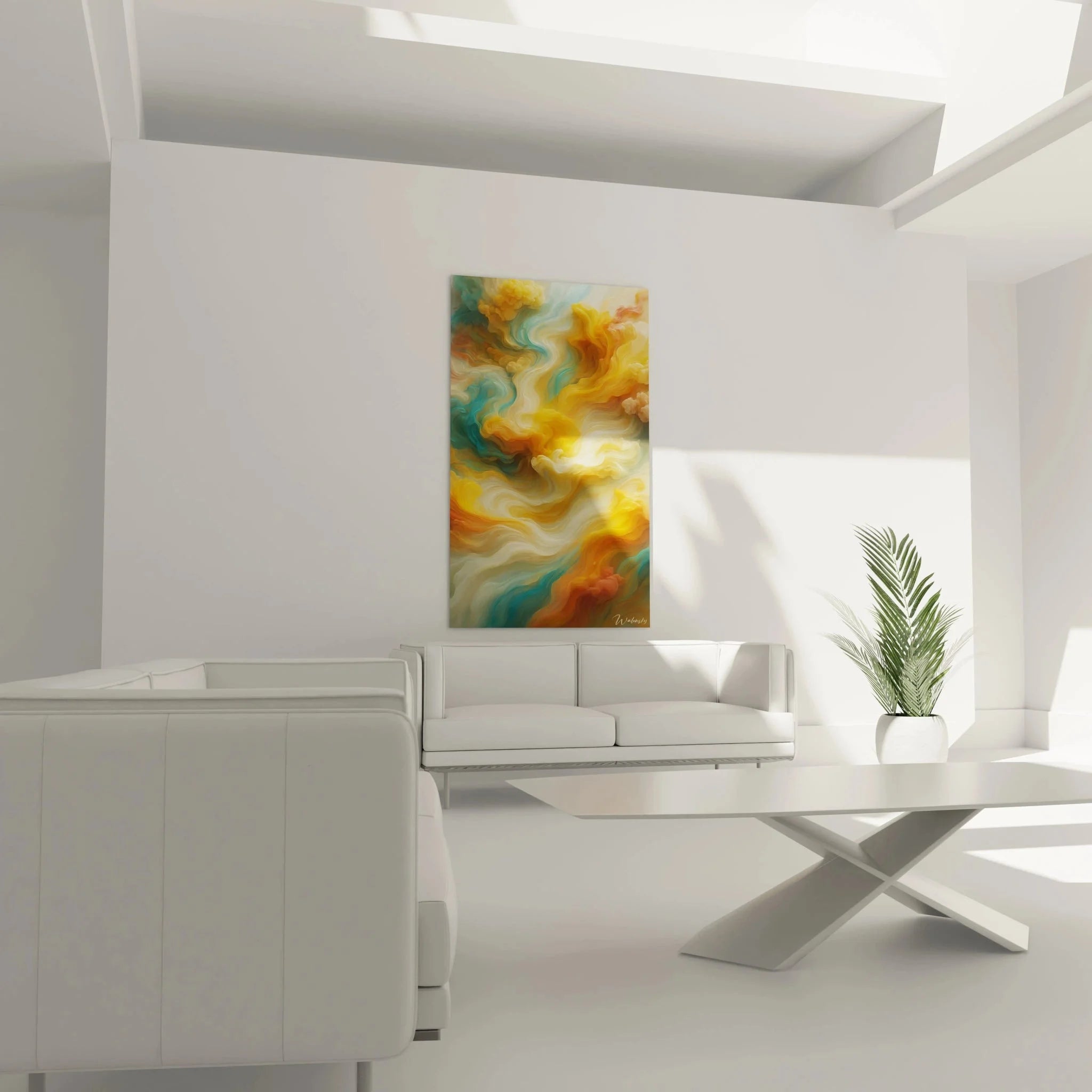 Nahaufnahme abstrakte Farbverläufe mit Goldgelb und Türkis Texturen im Detail