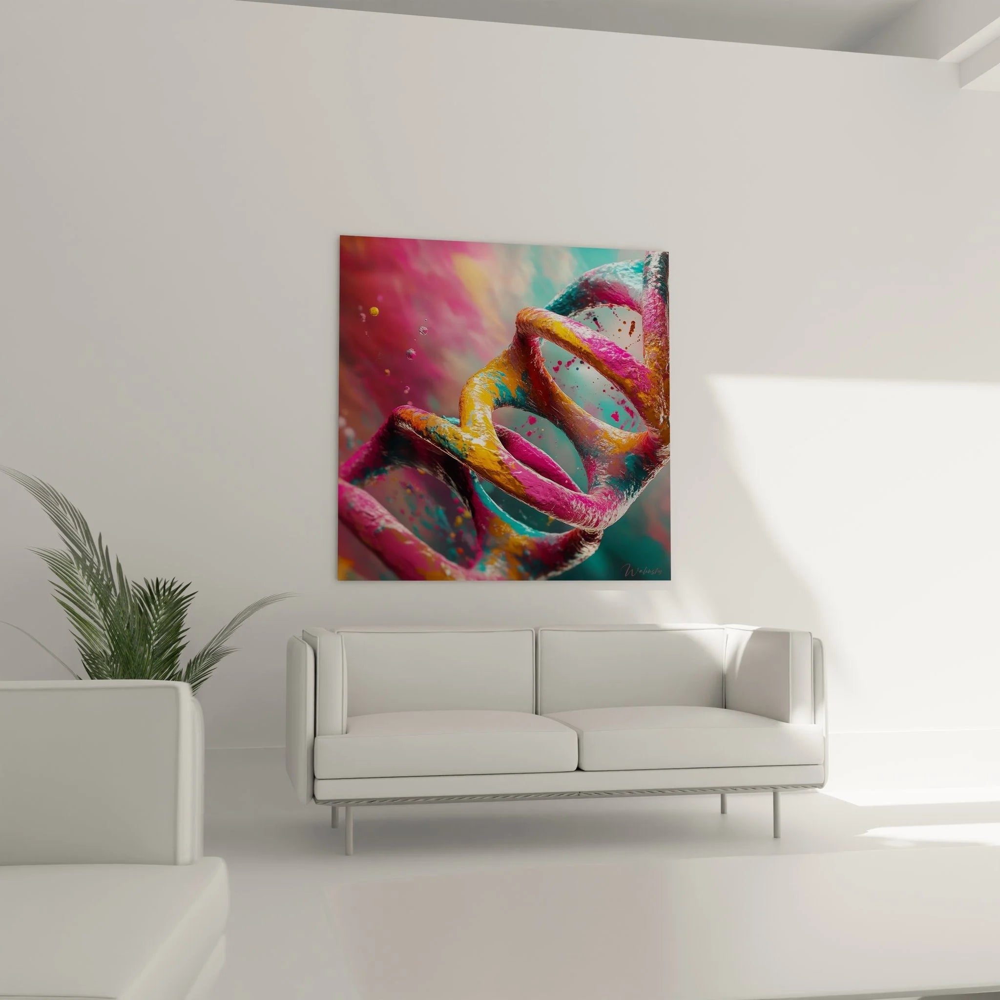 Nahaufnahme DNA Helix Wandbild - Detailansicht bunte molekulare Struktur in leuchtenden Farben