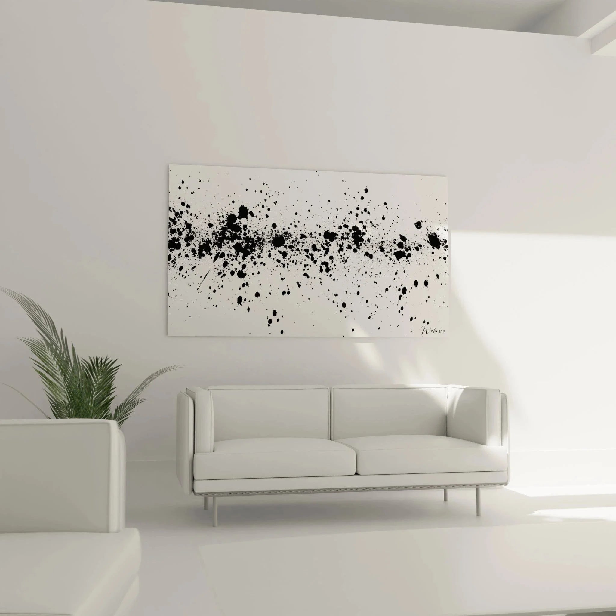 Nahaufnahme Farbspritzer Wandbild Textur schwarz-weiß abstrakte Details Leinwand Dalmatiner-Muster