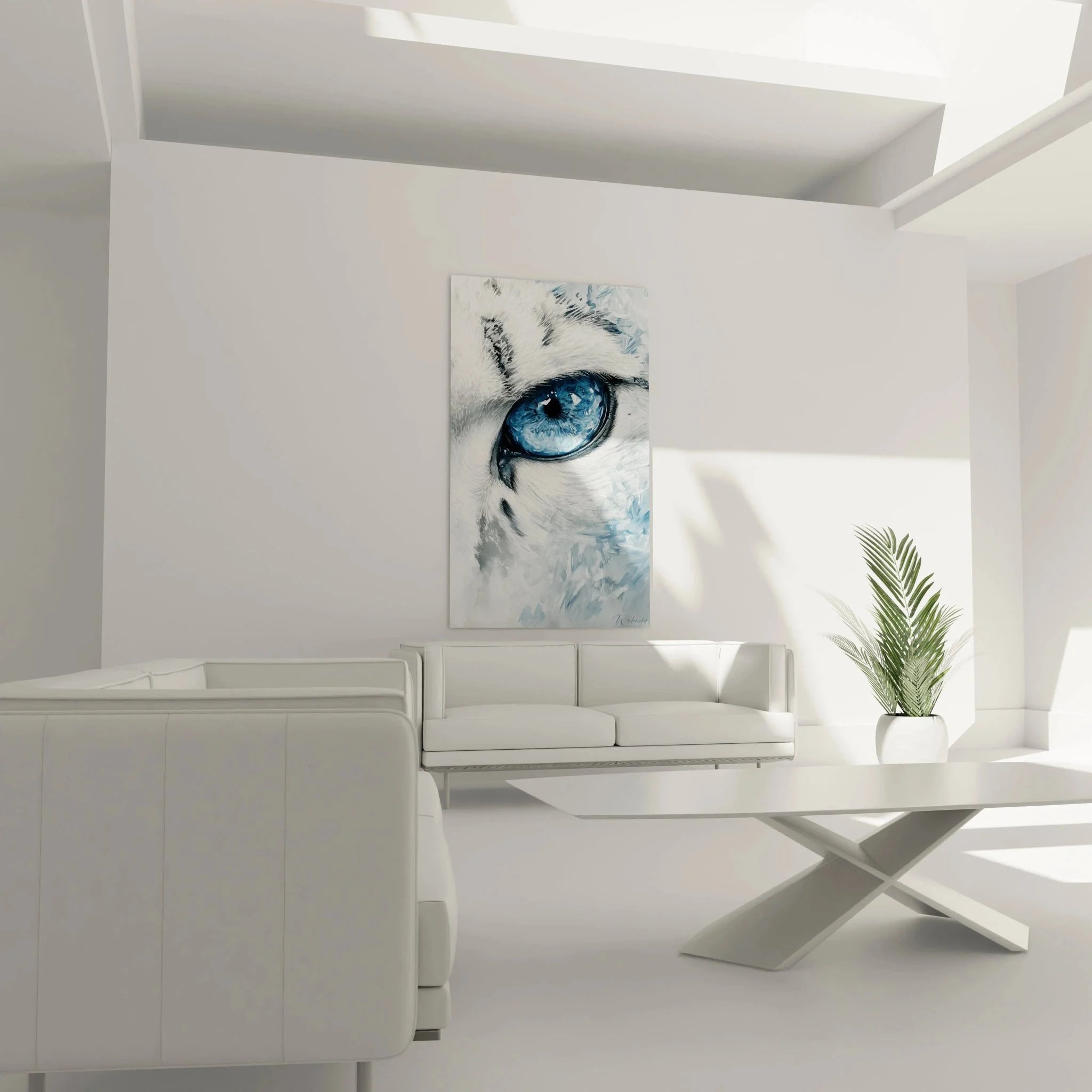Nahaufnahme Husky Auge eisblau - Hyperrealistische Tierauge Wandkunst