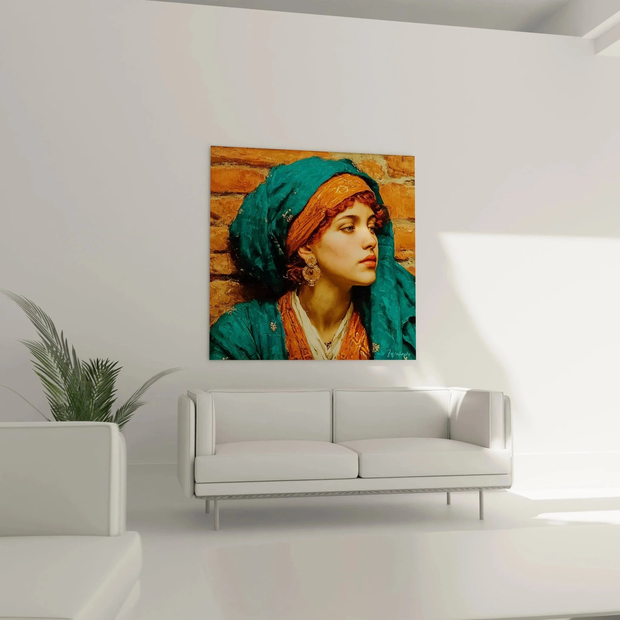 Nahaufnahme orientalische Schönheit - Details des türkisfarbenen Schleiers und goldener Schmuck