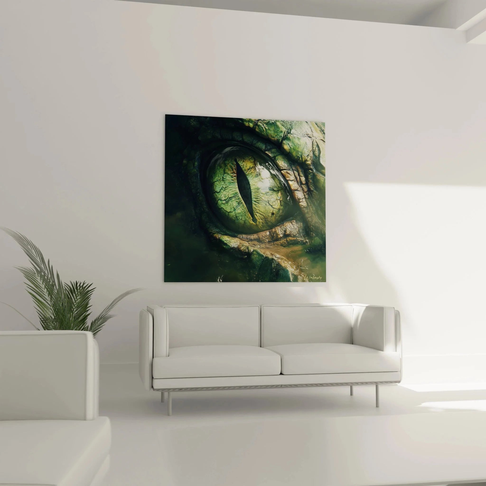 Nahaufnahme Reptil Auge grün mit Iris Details - Wandkunst Tierauge Makro