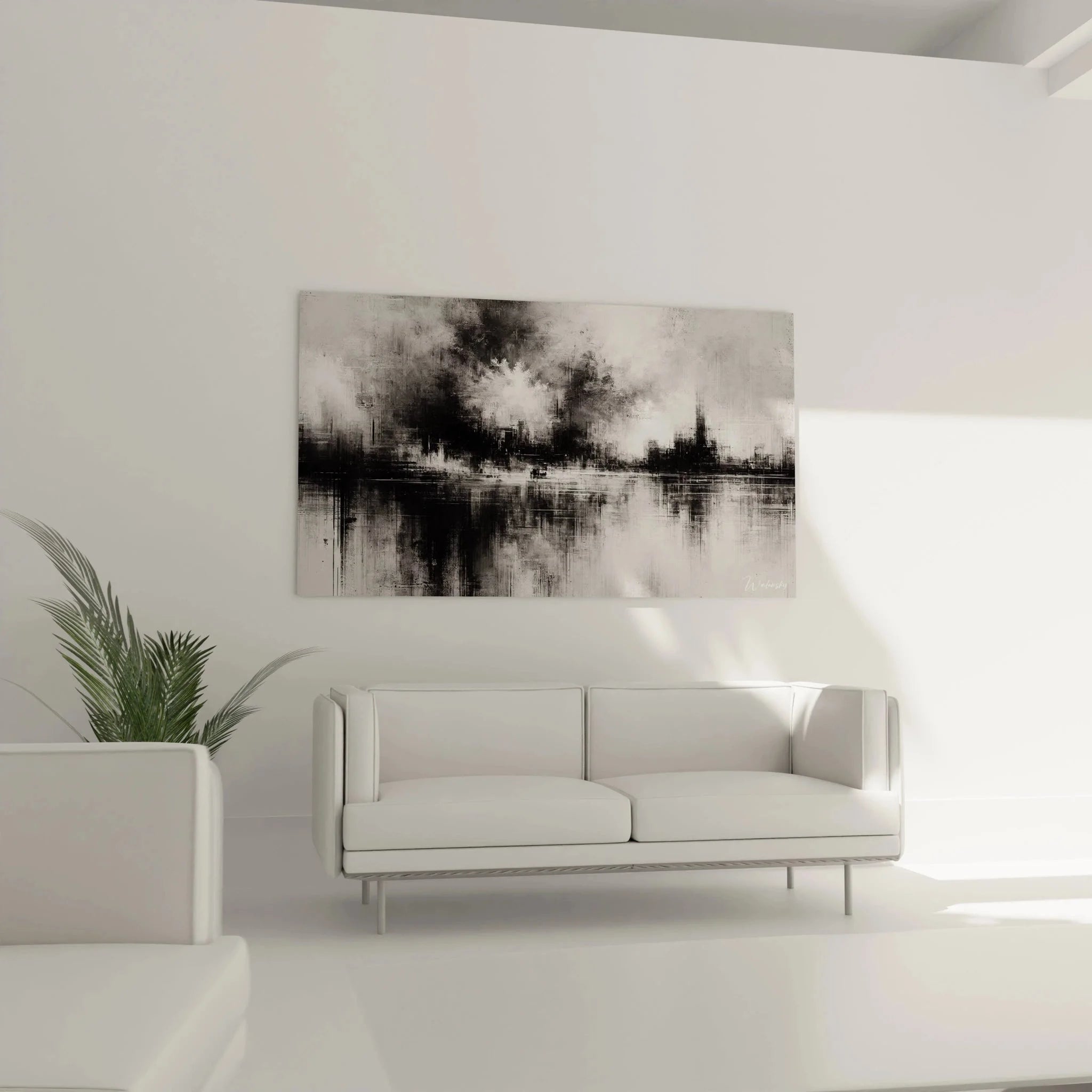 Nahaufnahme abstrakte Stadtlandschaft Wandbild mit detaillierter schwarz-weiß Textur