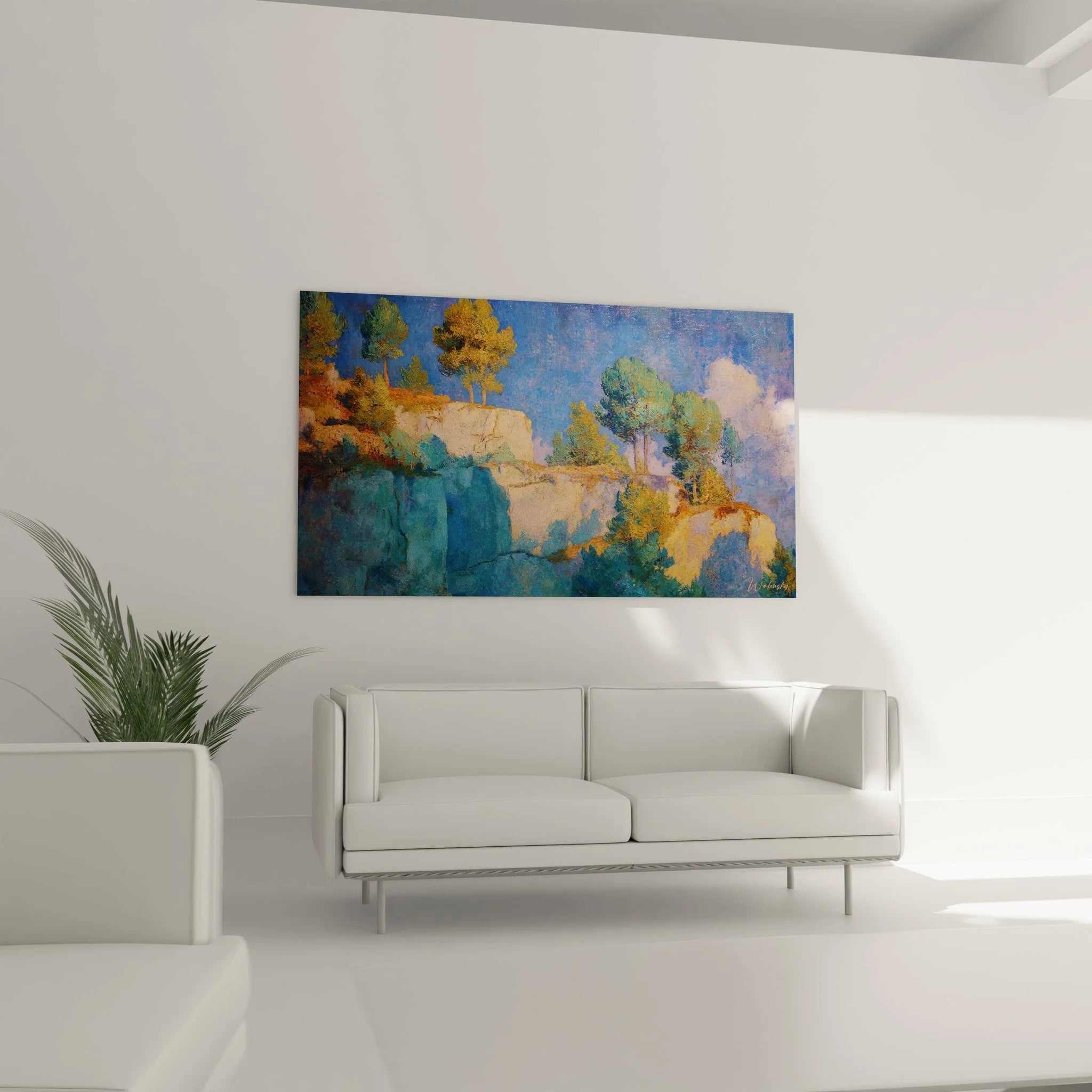 Nahaufnahme Details impressionistische Felslandschaft Wandbild mit strukturierten Pinselstrichen