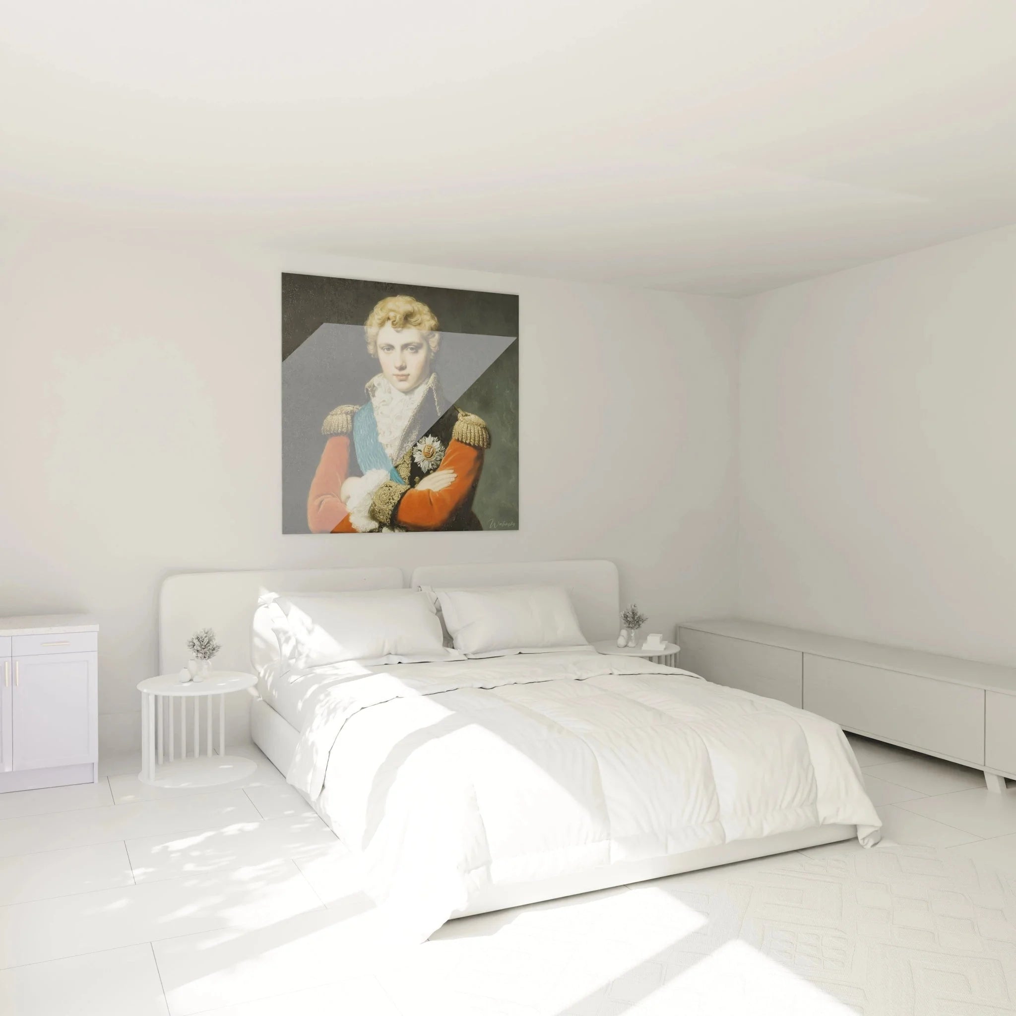 Napoleon Bonaparte Wandbild XXL in elegantem Schlafzimmer, historisches Portrait als Wanddekoration