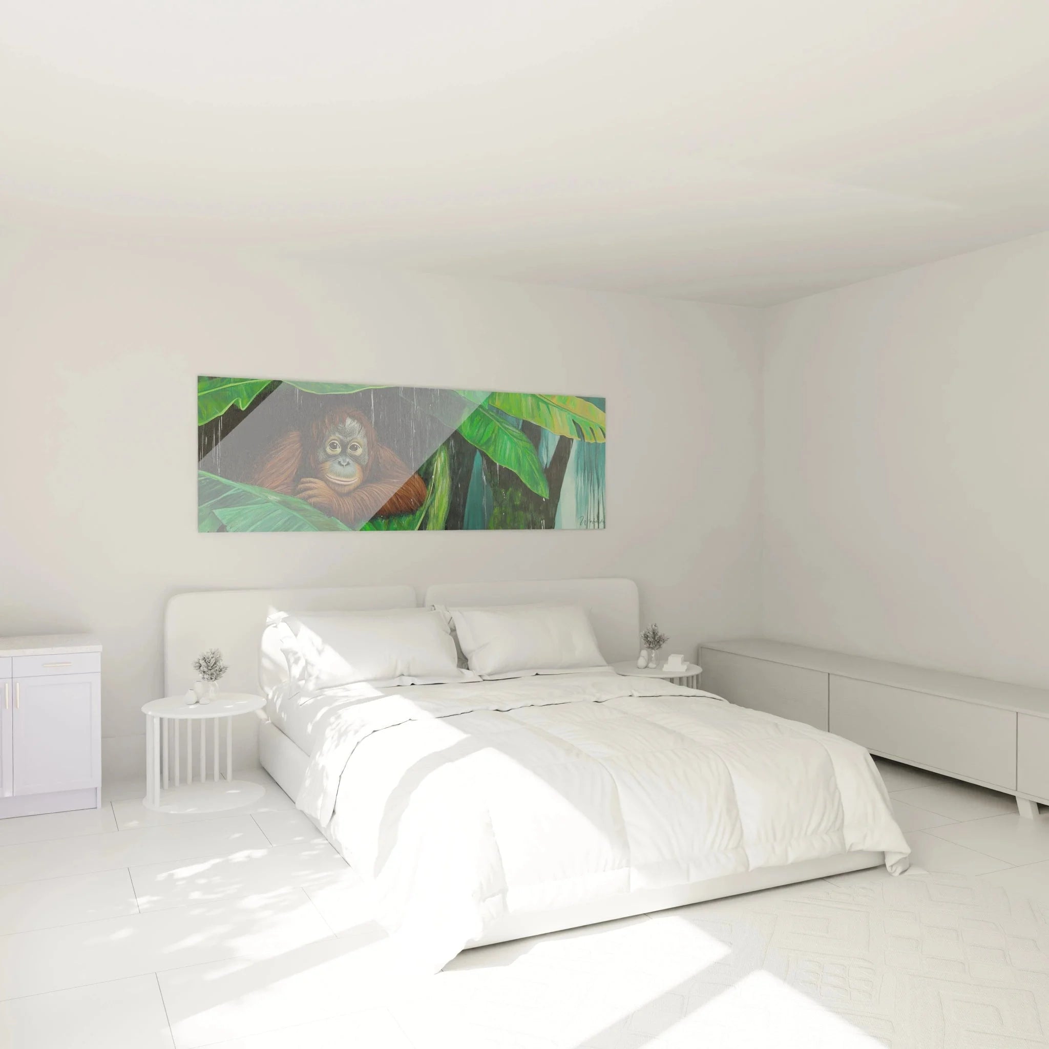 Orang-Utan Wandbild XXL im Schlafzimmer - tropisches Regenwald Leinwandbild als Wanddekoration