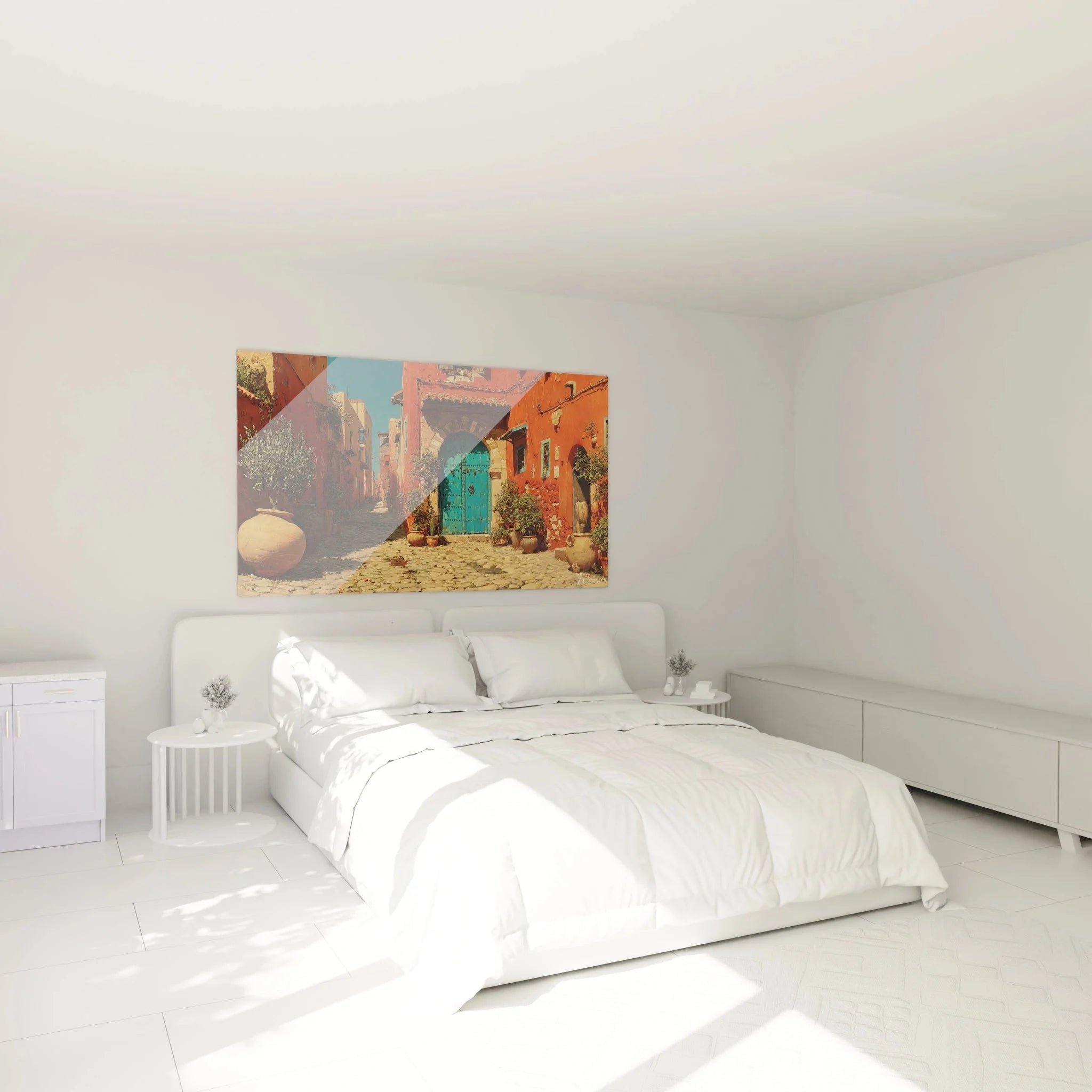 Orientalisches Wandbild Medina in Schlafzimmer Ambiente - Marokkanische Dekoration für Wohnräume