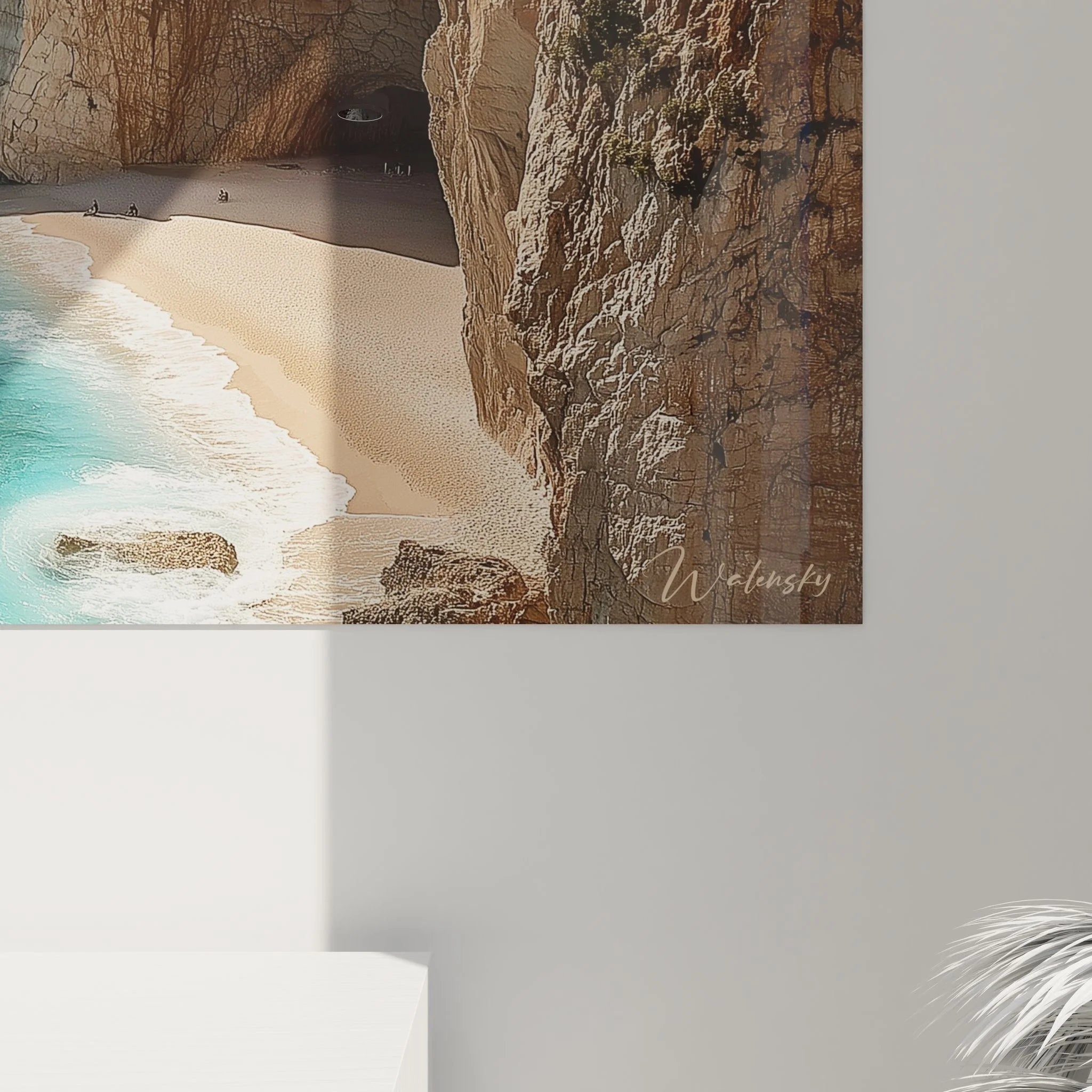 Gesamtansicht tropisches Strandmotiv Wandbild, Palmen und Meereslandschaft im Panoramaformat