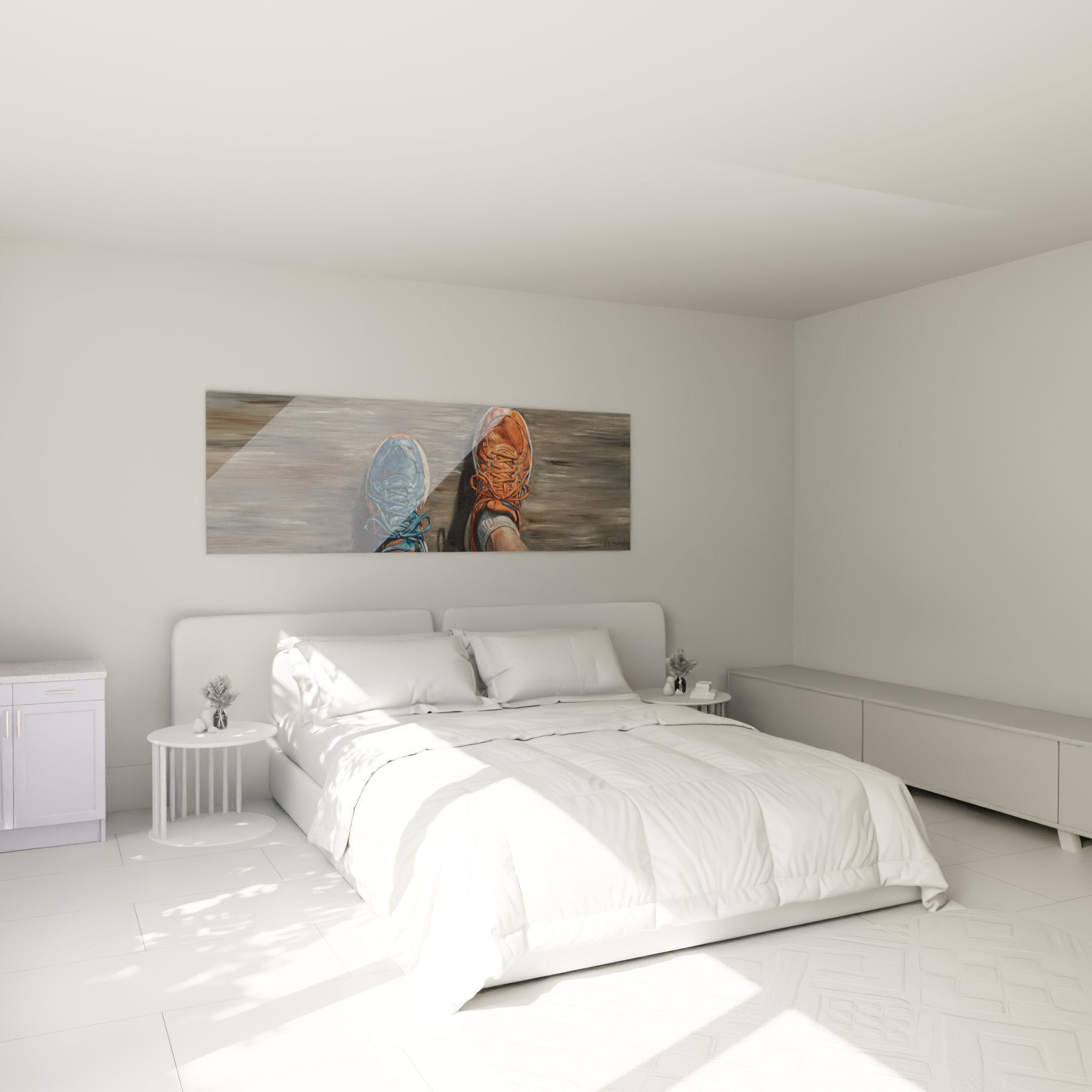 Laufschuhe Wandbild im Schlafzimmer - sportliche Dekoration für Läufer und Fitness-Fans