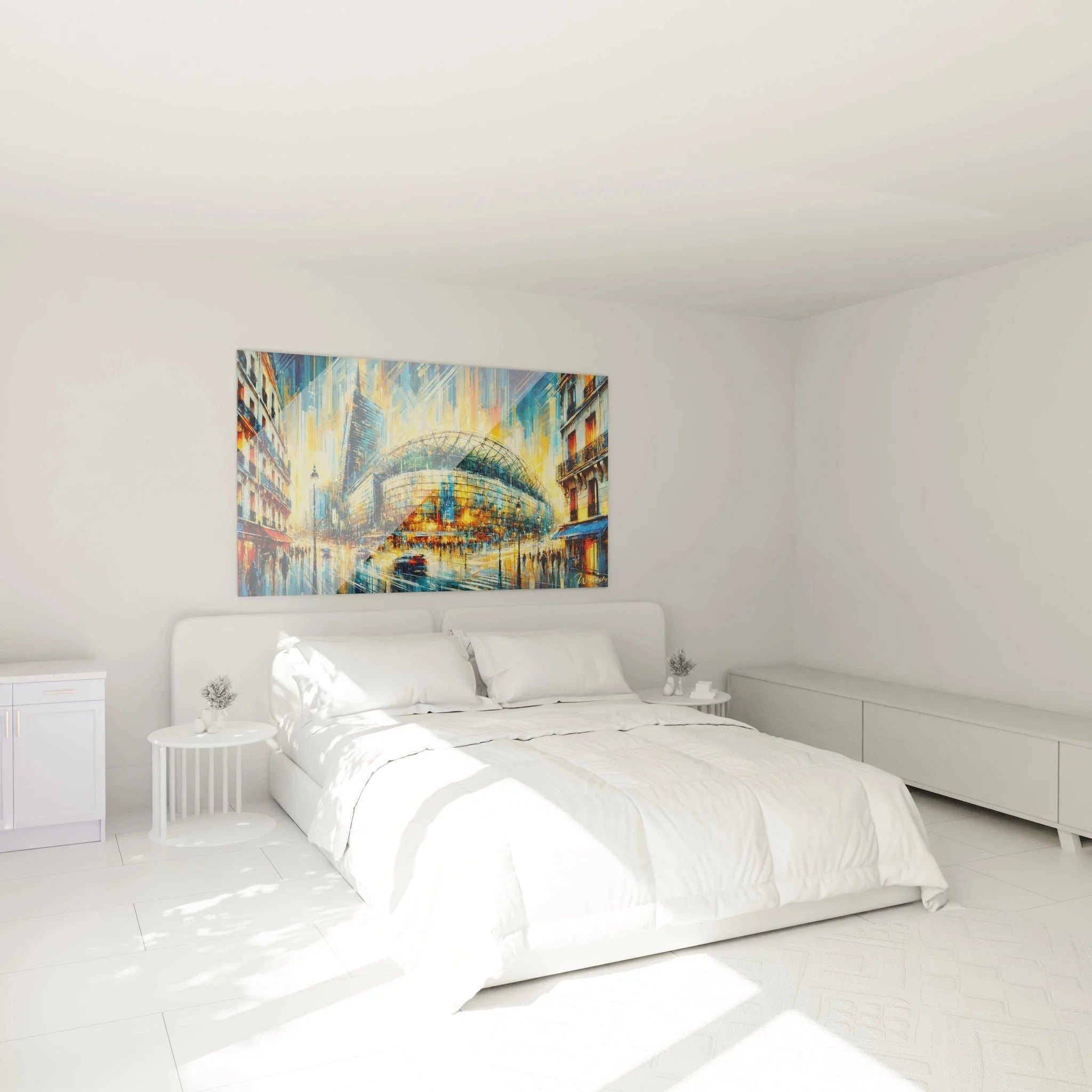 Paris Wandbild moderne Architektur als Schlafzimmer Dekoration in impressionistischem Stil