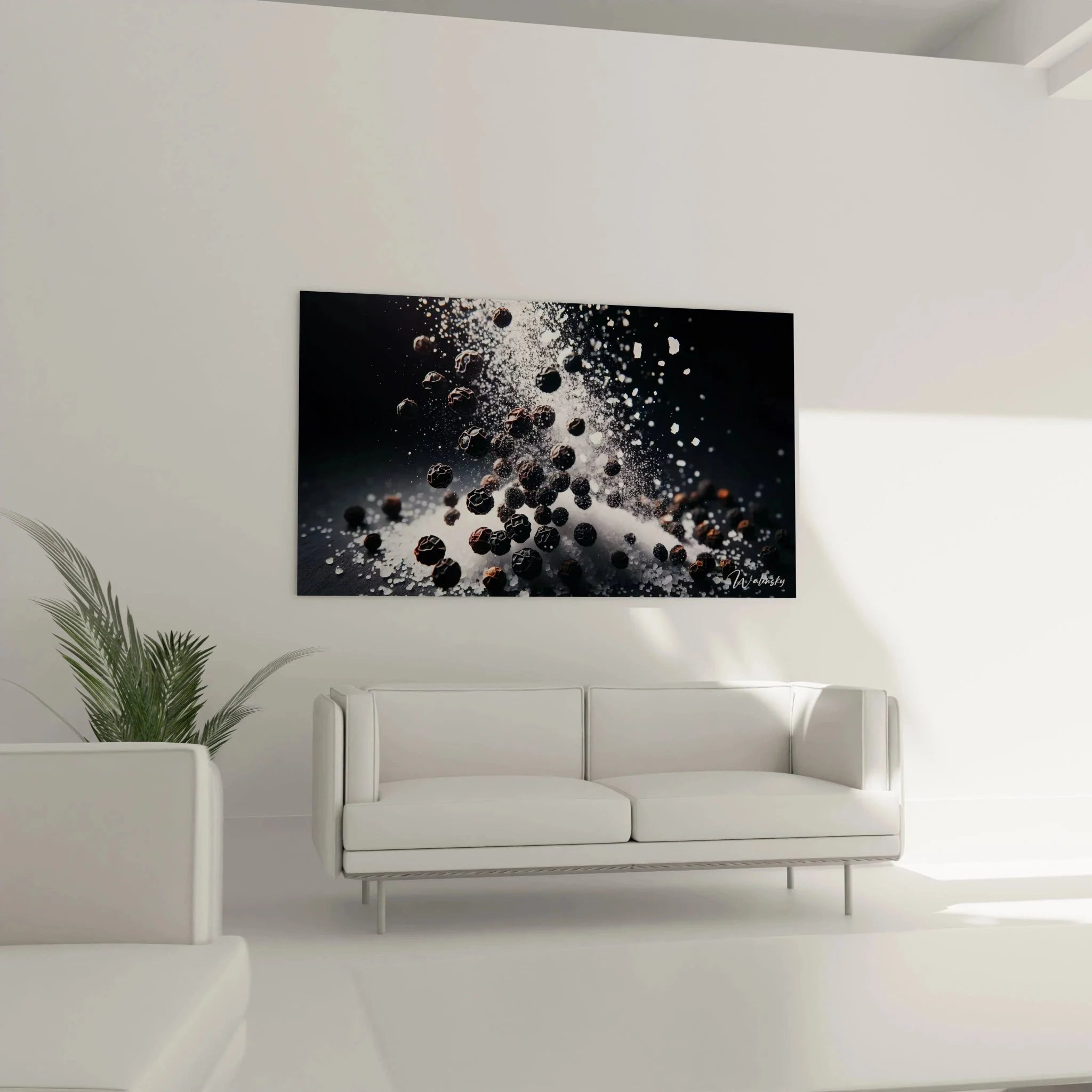 Detailansicht Pfefferkörner Wandbild mit präziser Darstellung der Gewürze