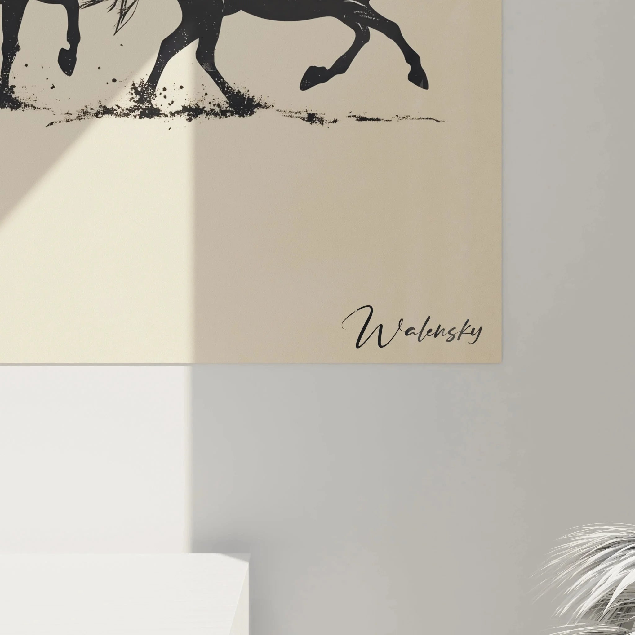 Gesamtansicht Pferdegalop Kunstdruck mit vier galoppierenden Pferden in Bewegung