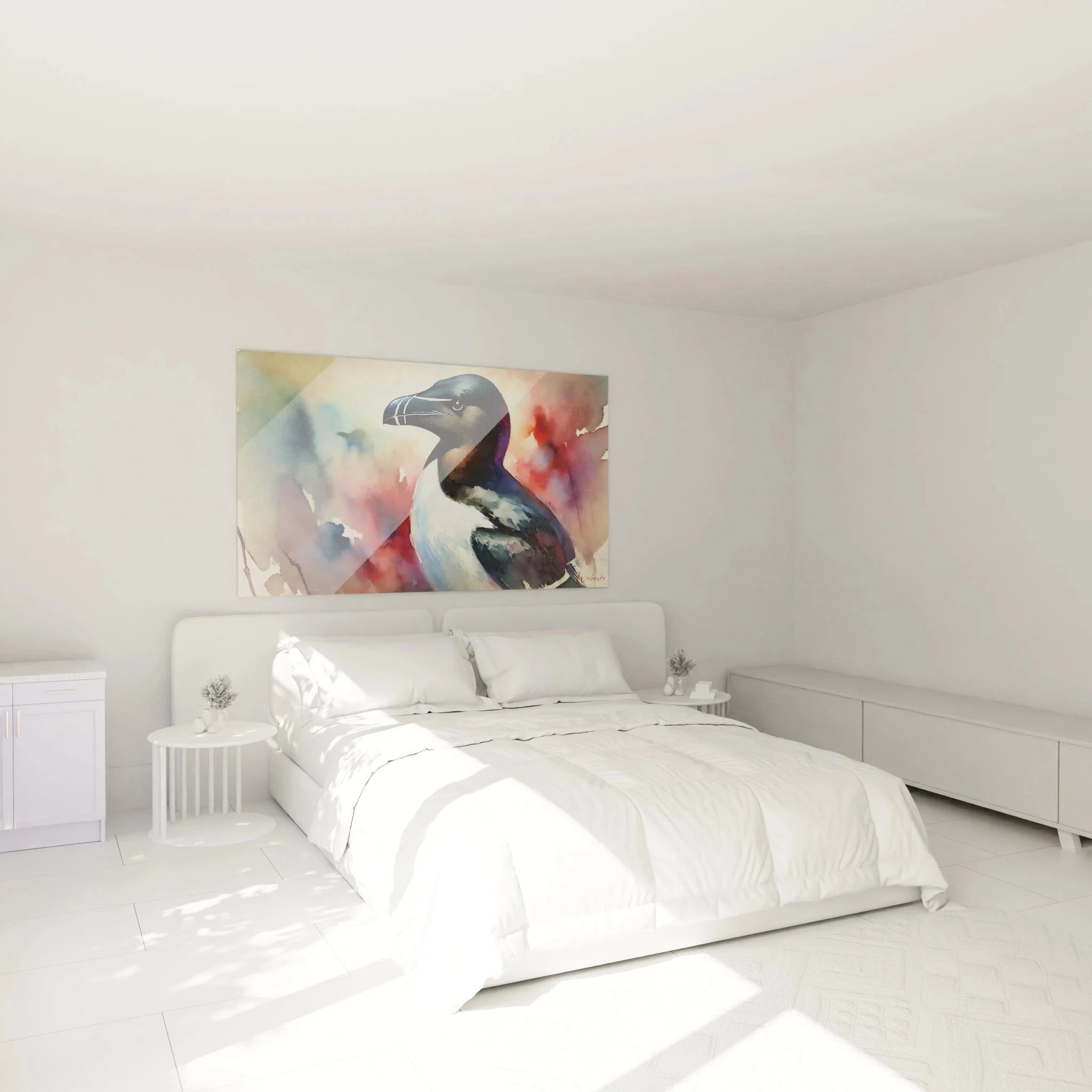 Pinguin Wandbild XXL Schlafzimmer Aquarell Kunst moderne Wanddekoration Antarktis Tier Leinwand