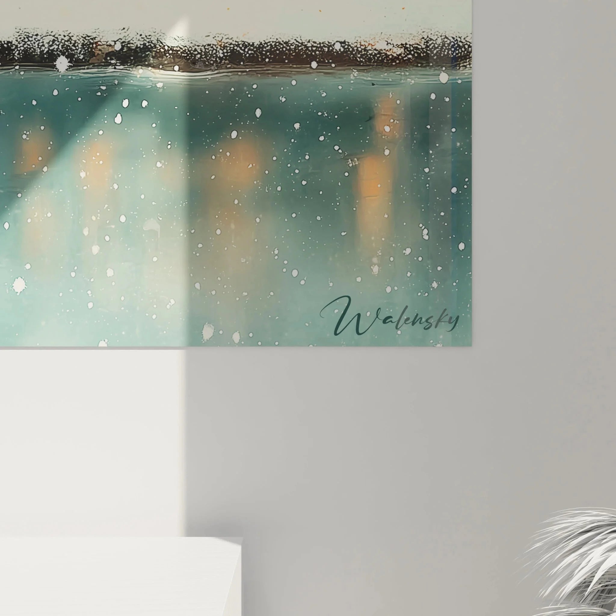 Gesamtansicht Premium Wandbild Winterlandschaft bunte Stadthäuser Schneefall Edition Winter