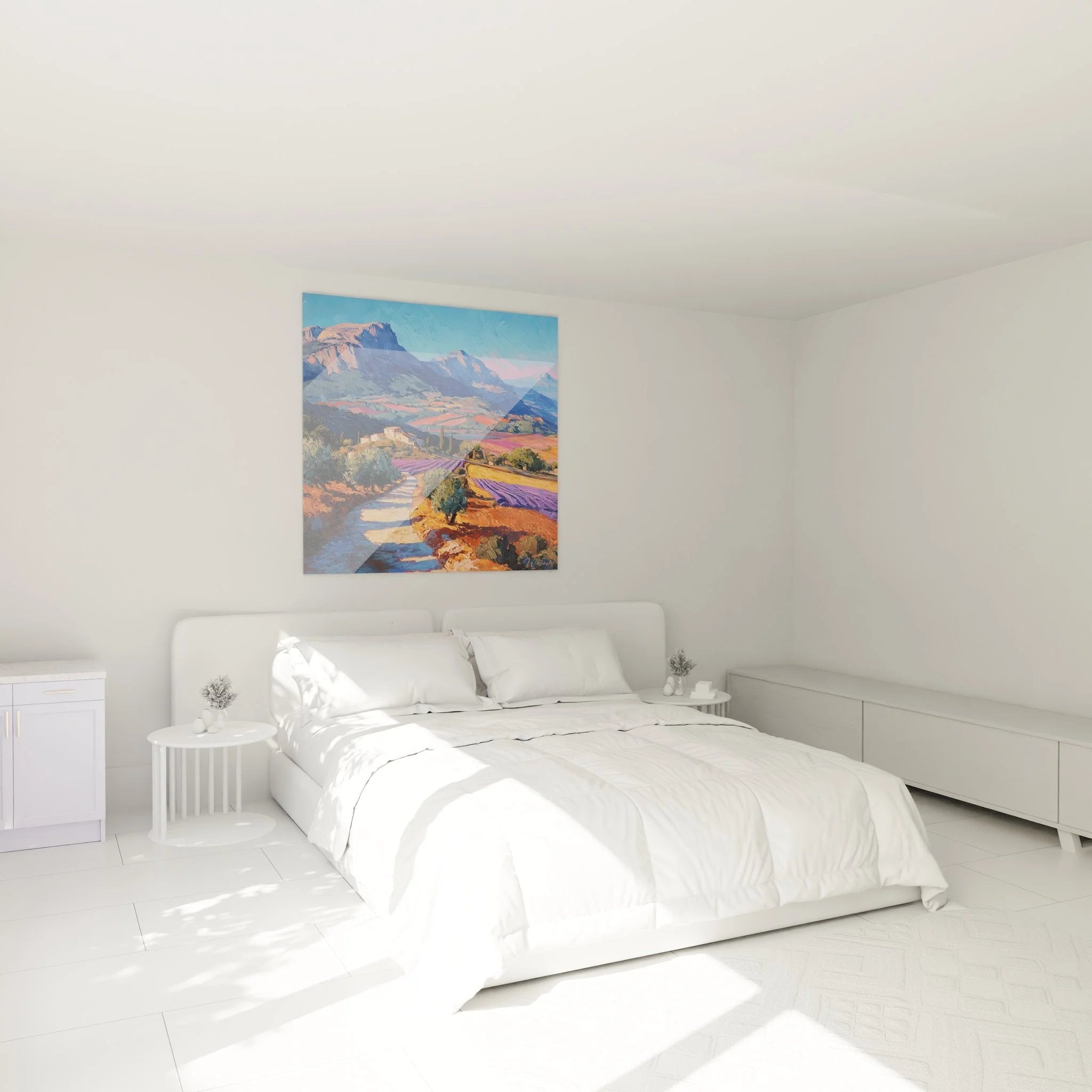 Provence Wandbild im Schlafzimmer als mediterrane Wanddekoration mit beruhigender Wirkung