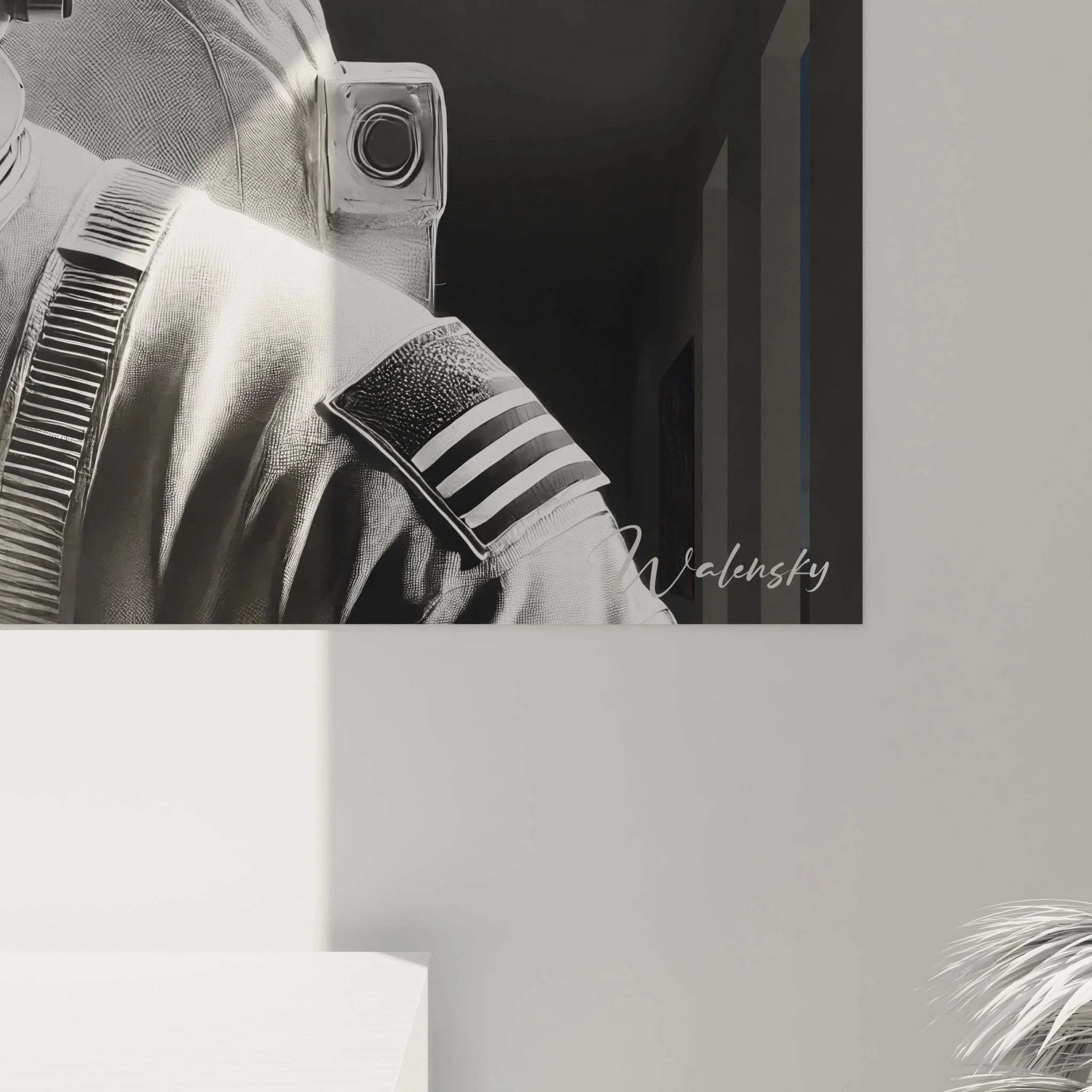 Gesamtansicht Raumfahrer Wandbild, futuristische Weltraum Kunst für moderne Wandgestaltung