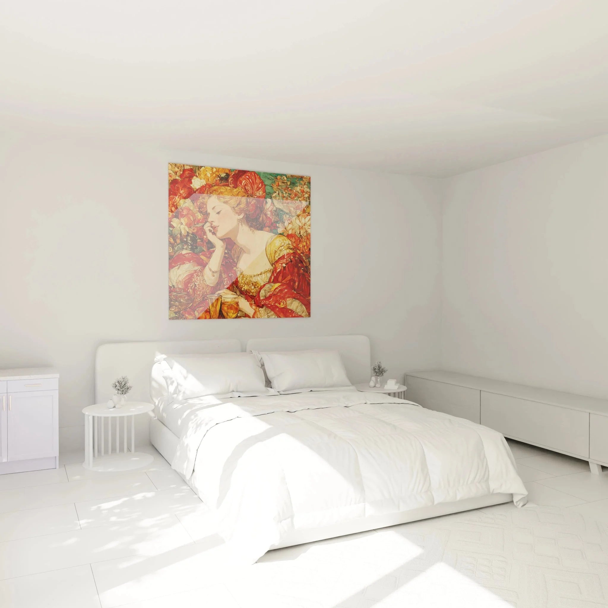 Renaissance Wandbild Dame Blumen Schlafzimmer Ambiente italienische Kunst