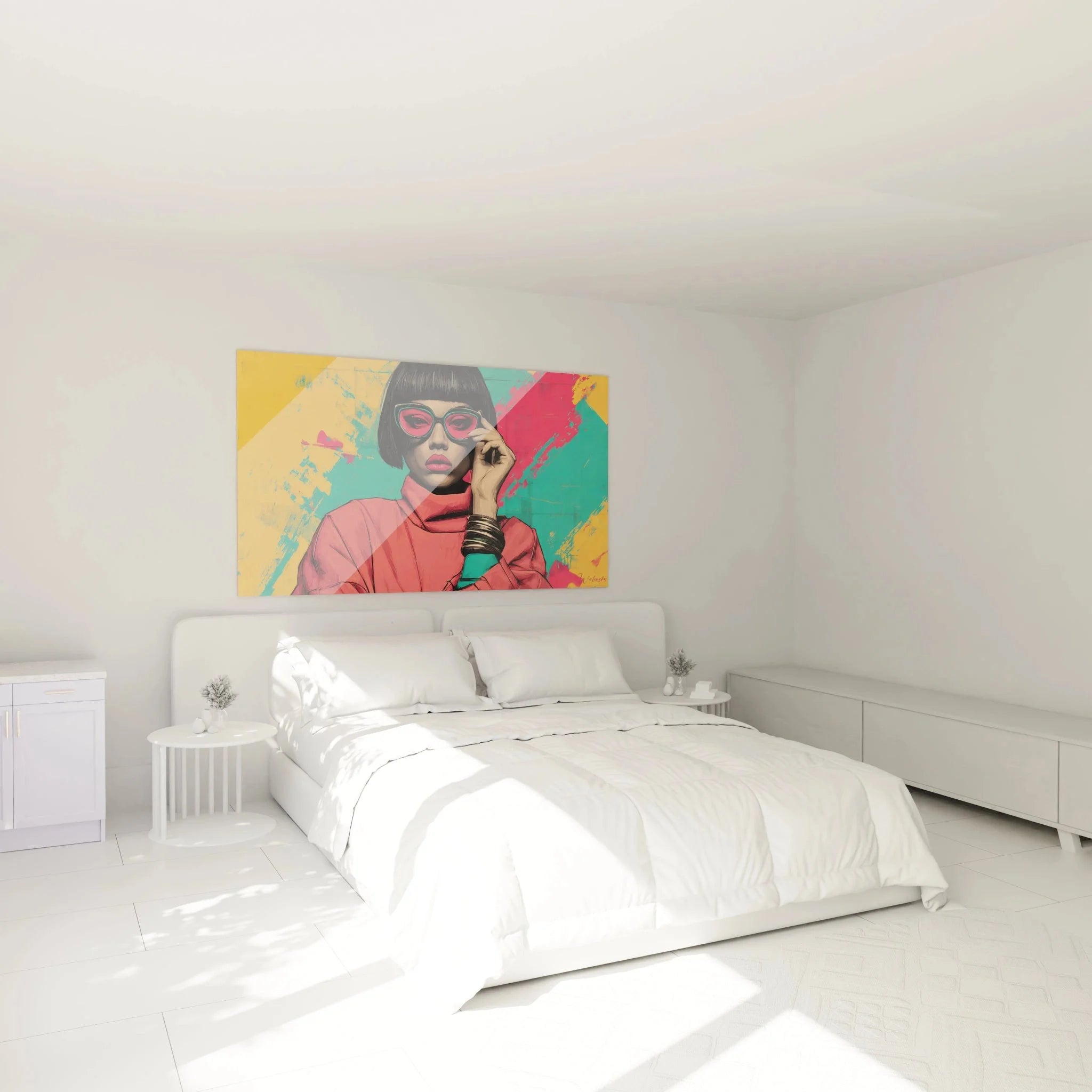 Retro Fashion Girl Pop Art Wandbild in modernem Schlafzimmer, Vintage Mode Wanddekoration