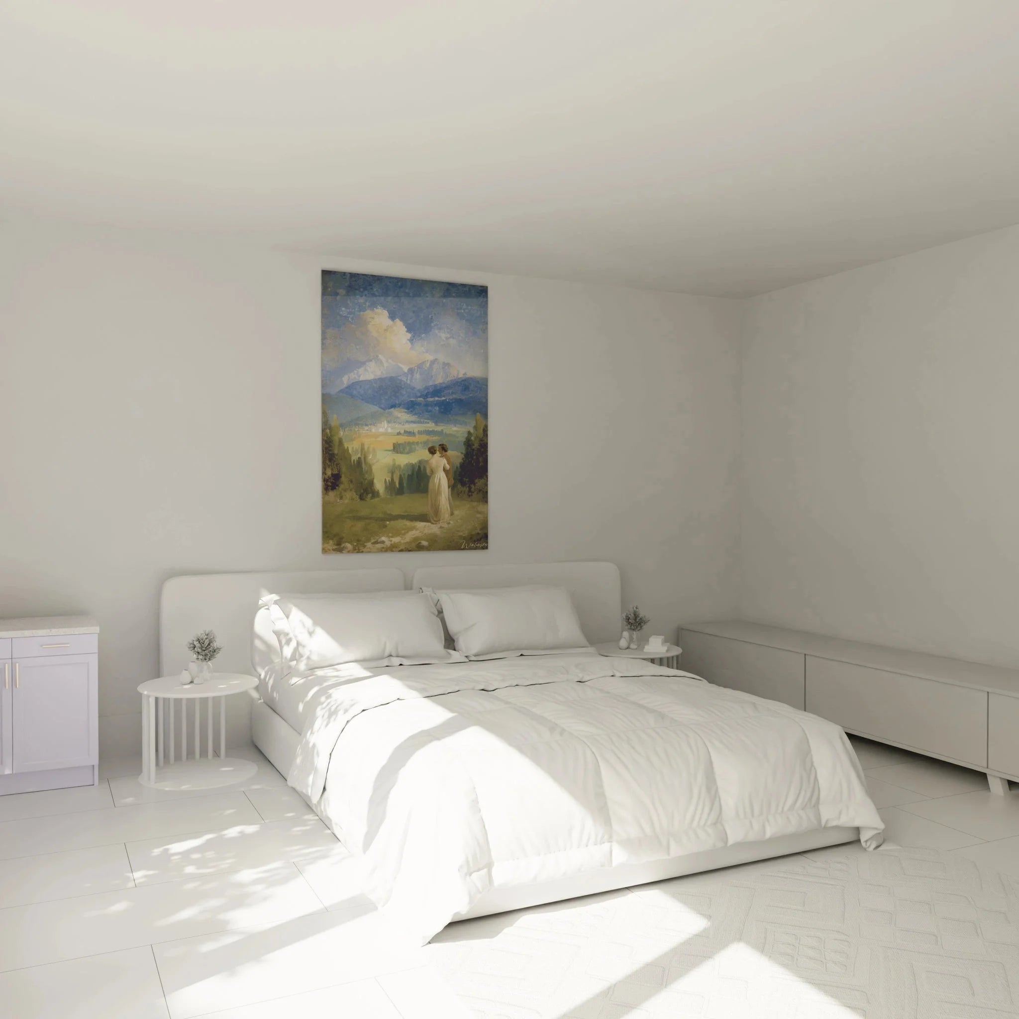Romantisches Wandbild Berglandschaft als Schlafzimmer Dekoration XXL Format