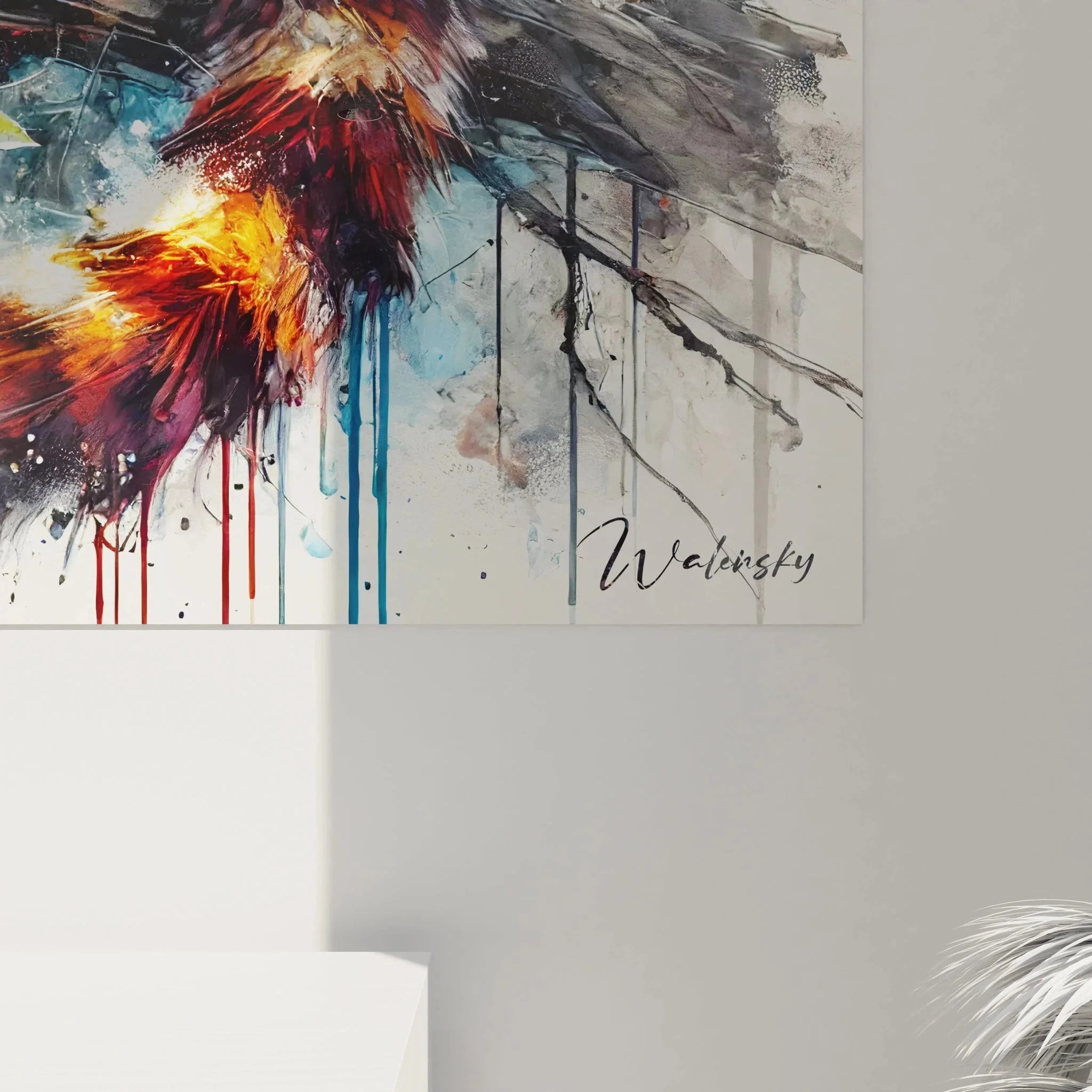 Komplette Ansicht Wandbild Roter Panda Kunstwerk, Premium Leinwand Wanddekoration