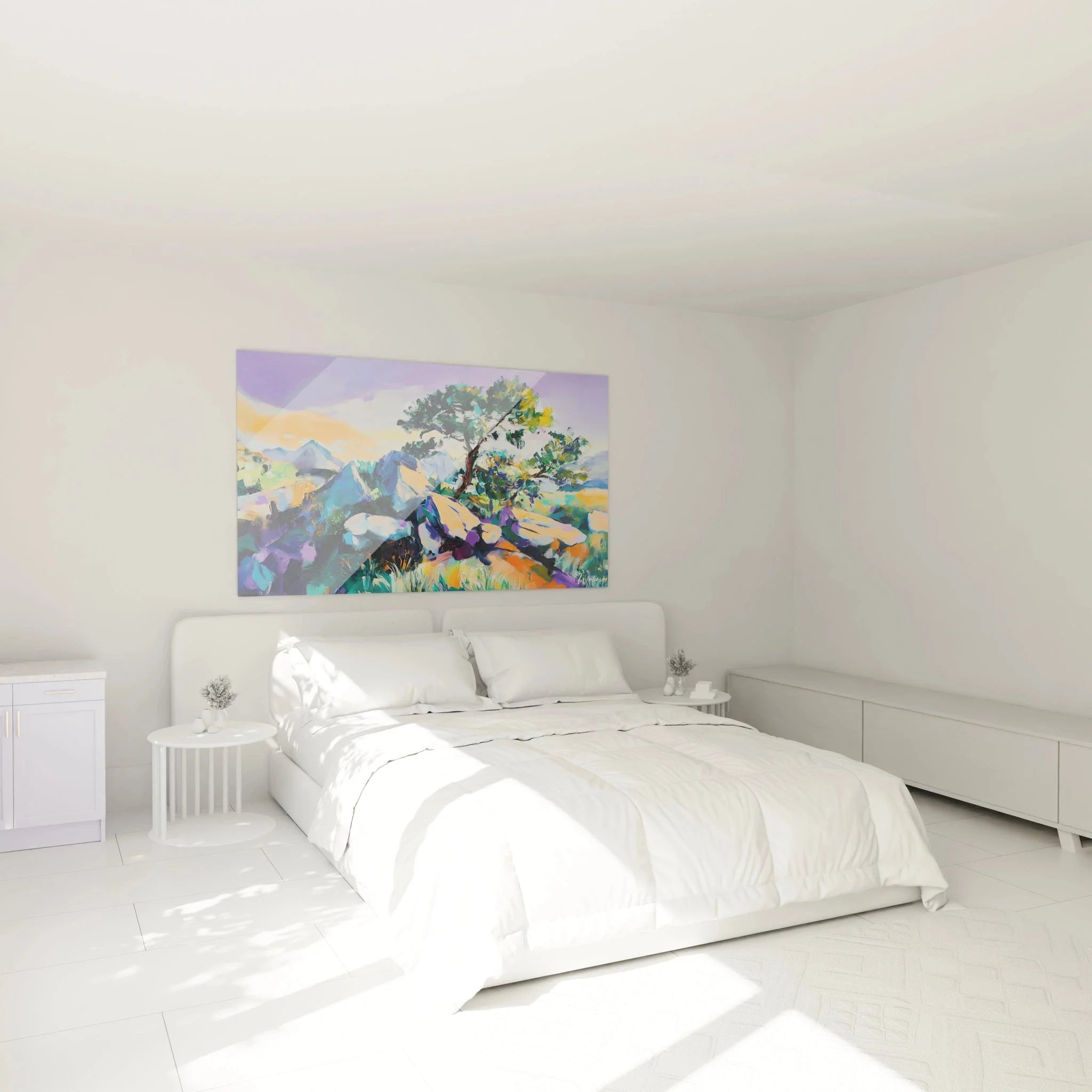 Schlafzimmer Wandbild Provence Landschaft mit Baum Alfred Sisley mediterrane Wanddeko